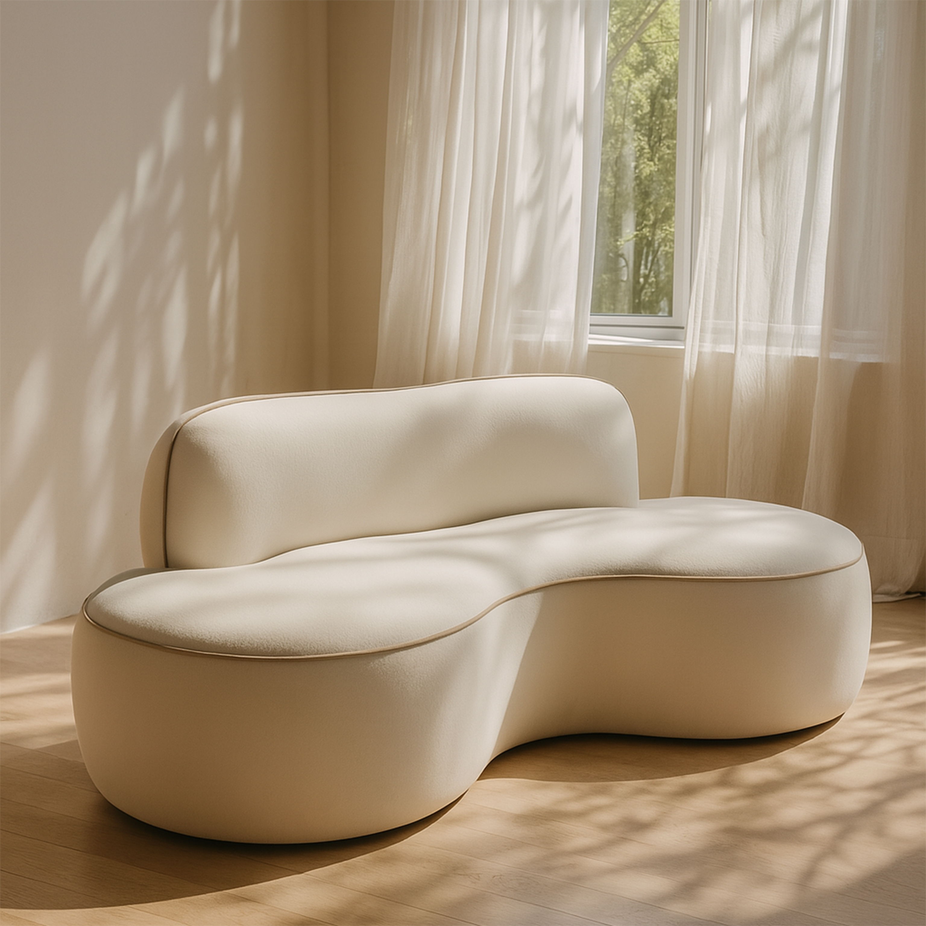 Swerve - Velvet 77" Upholstered Loveseat - Cream