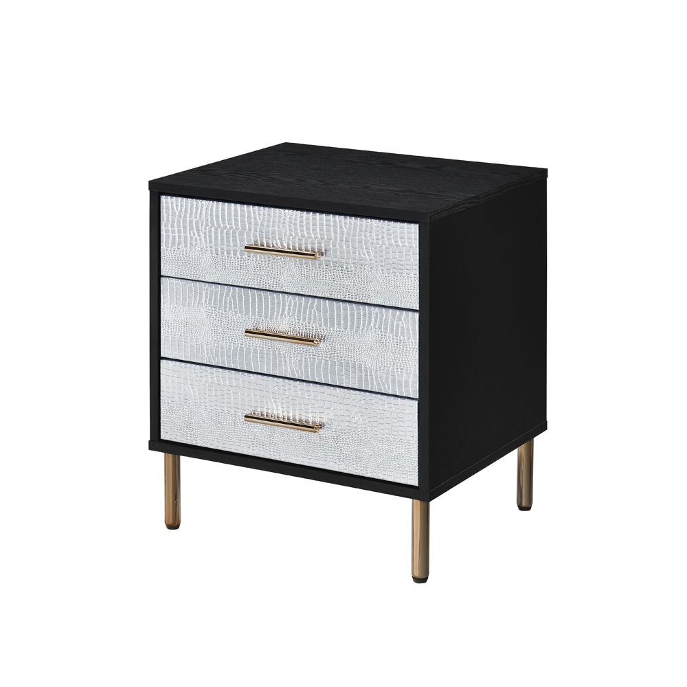 Myles - Nightstand - Black, Silver & Gold, black, view 2