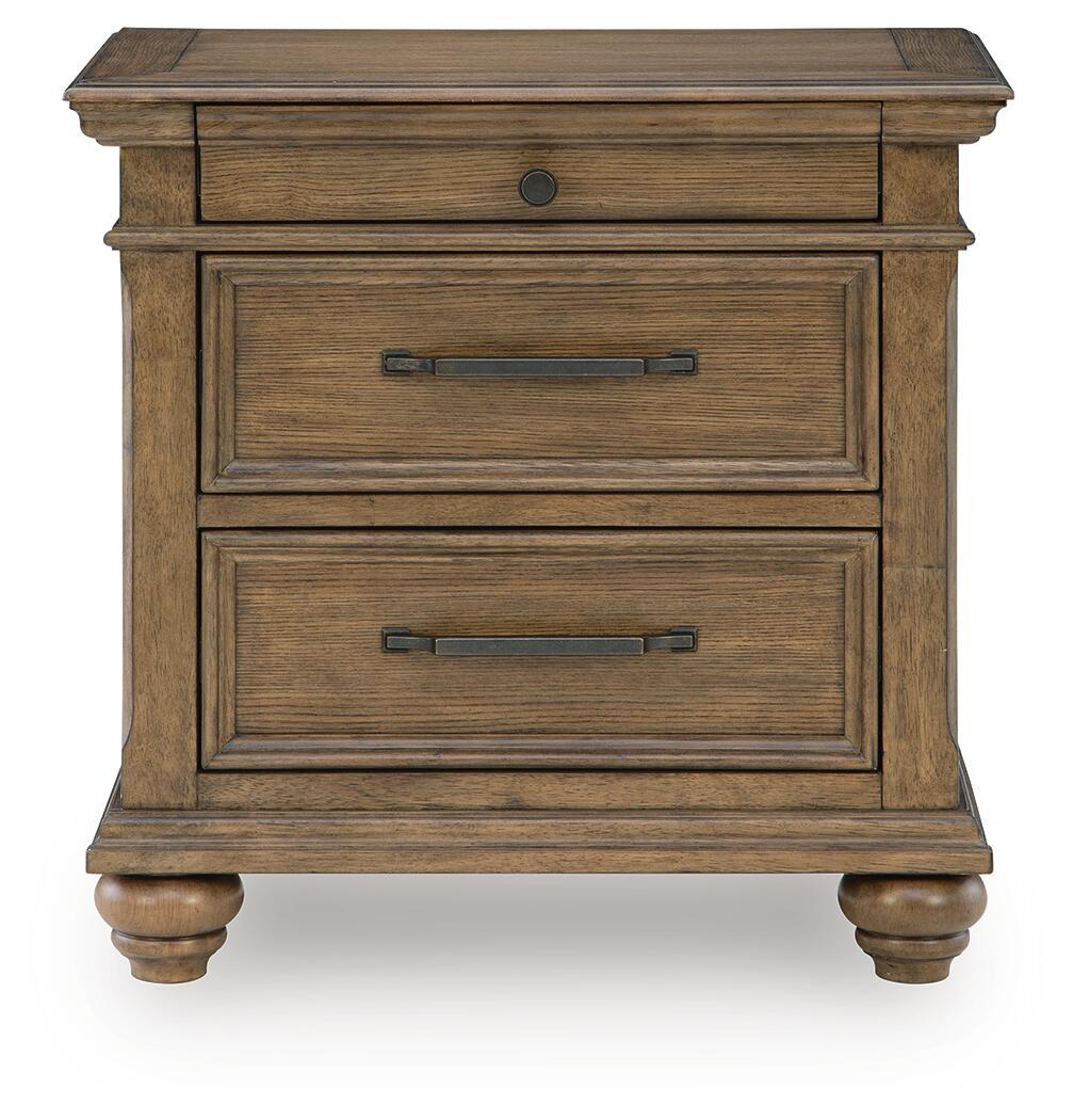 Ashley Furniture Karallin - Three Drawer Night Stand - Medium Brown - Image 4