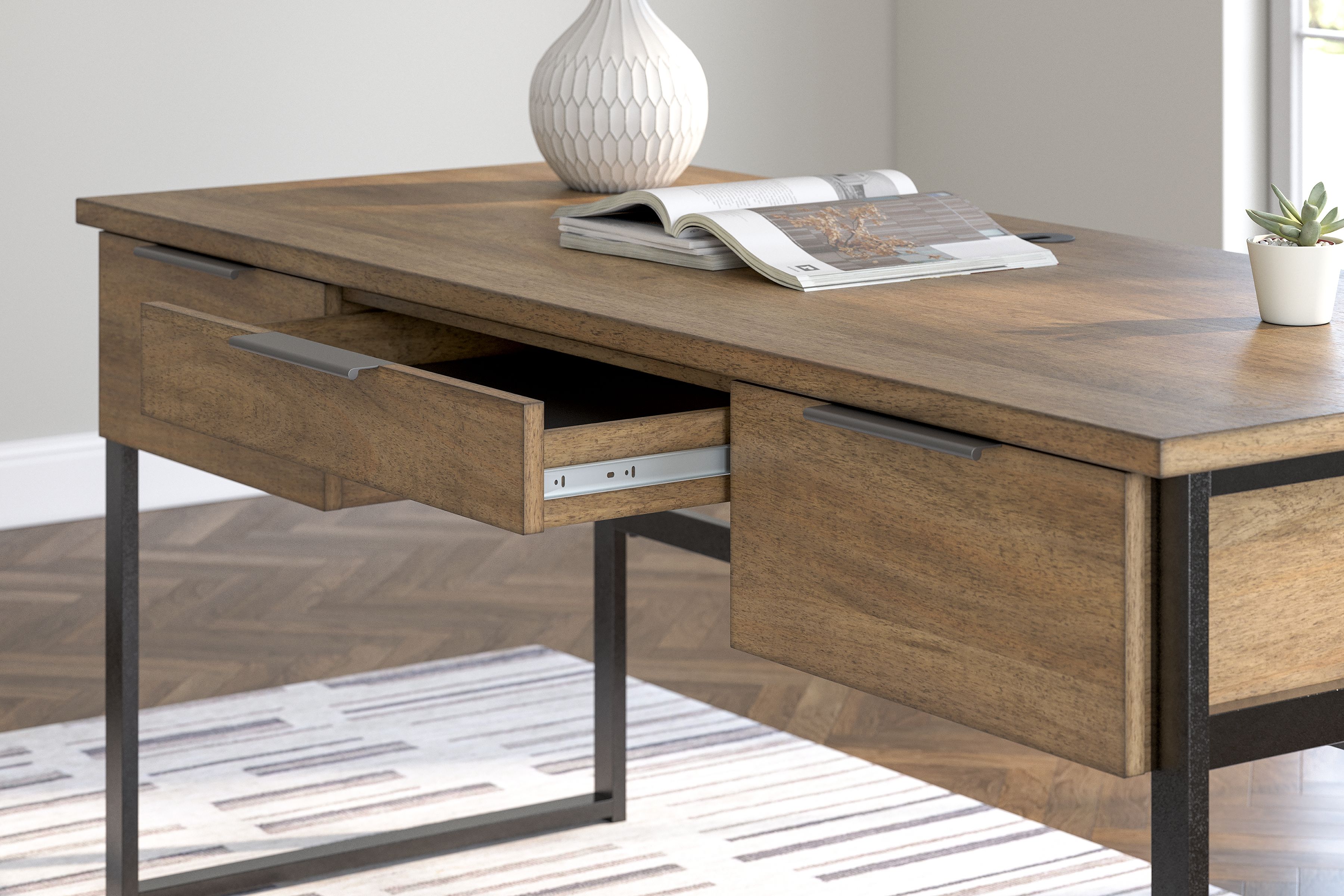 Ashley Furniture Montia - Home Office Desk - Light Brown - Image 10