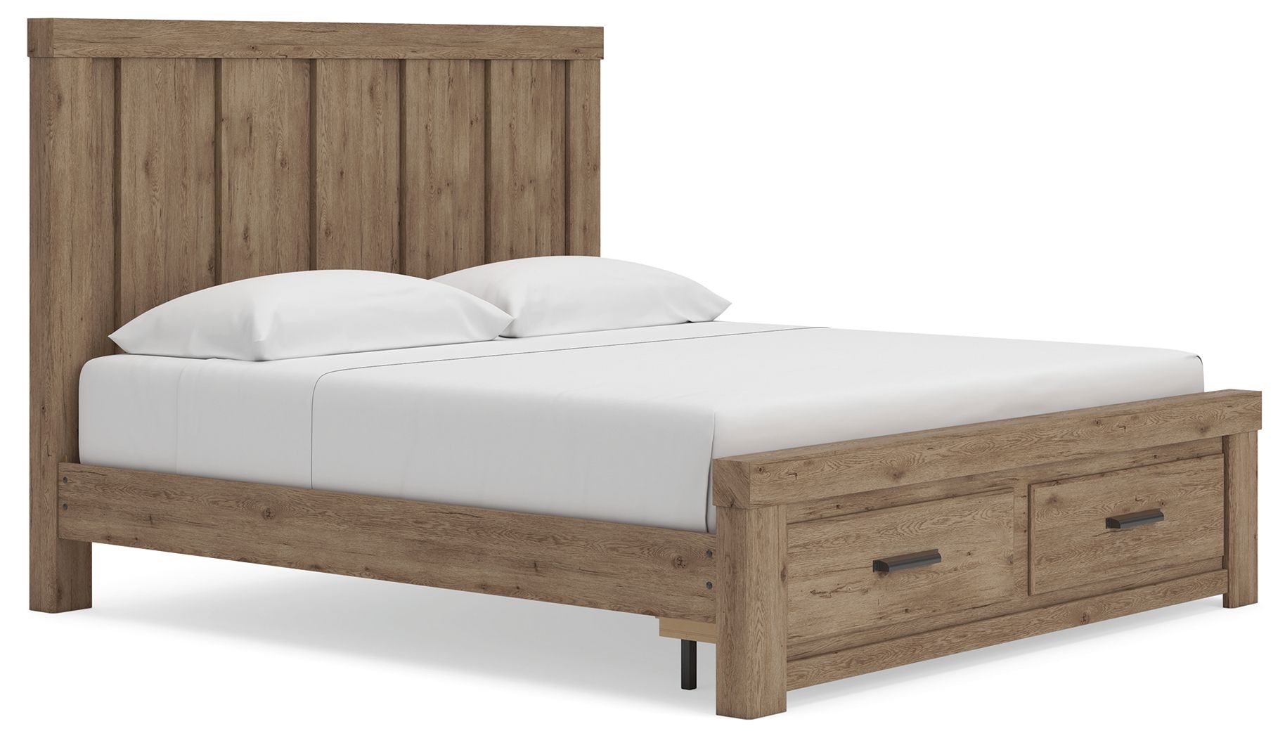 Oliandon - King Panel Storage Bed - Light Brown