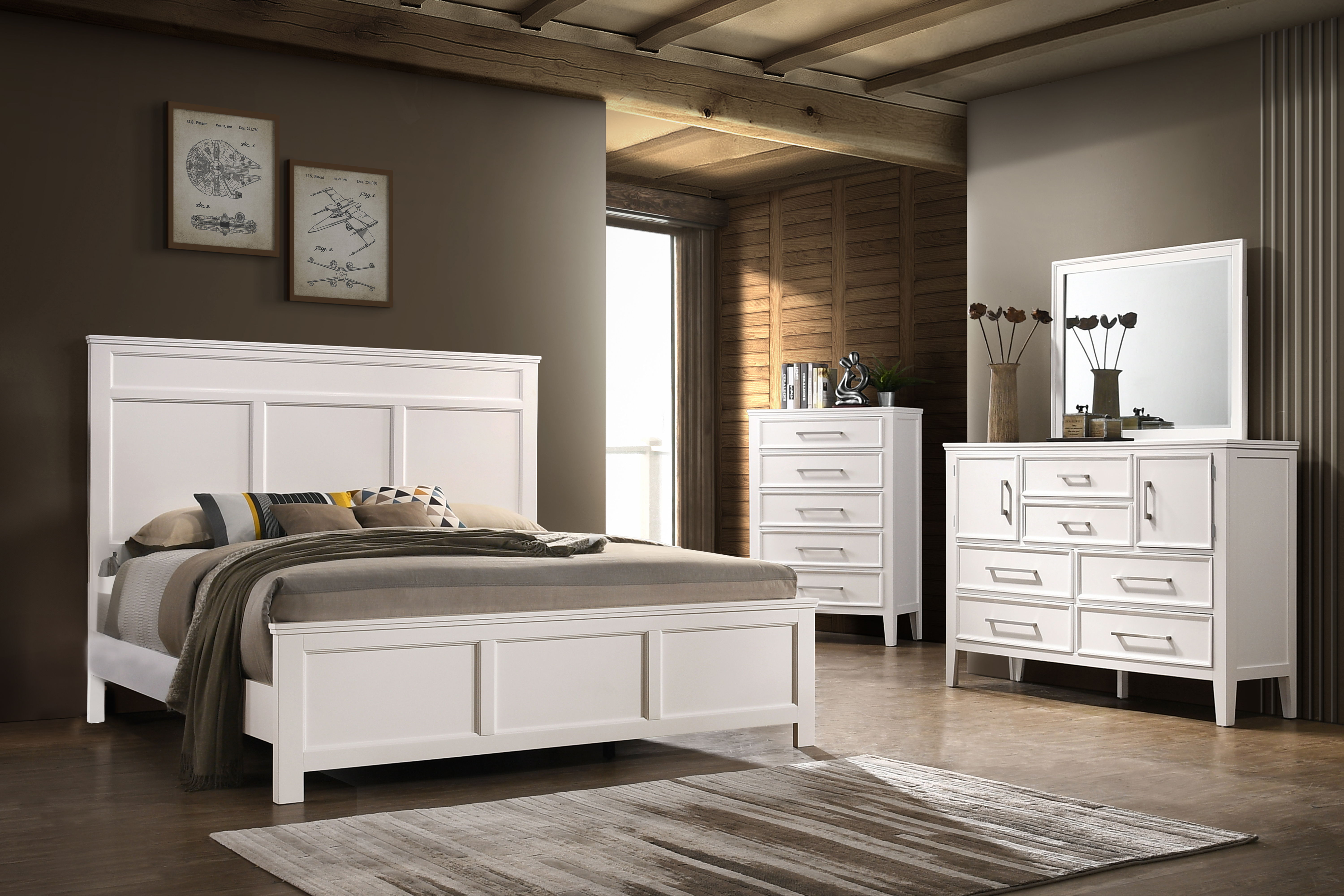 Andover - 5/0 Queen 4 Piece Bedroom Set (Bed & Dresser & Mirror & Chest) - White