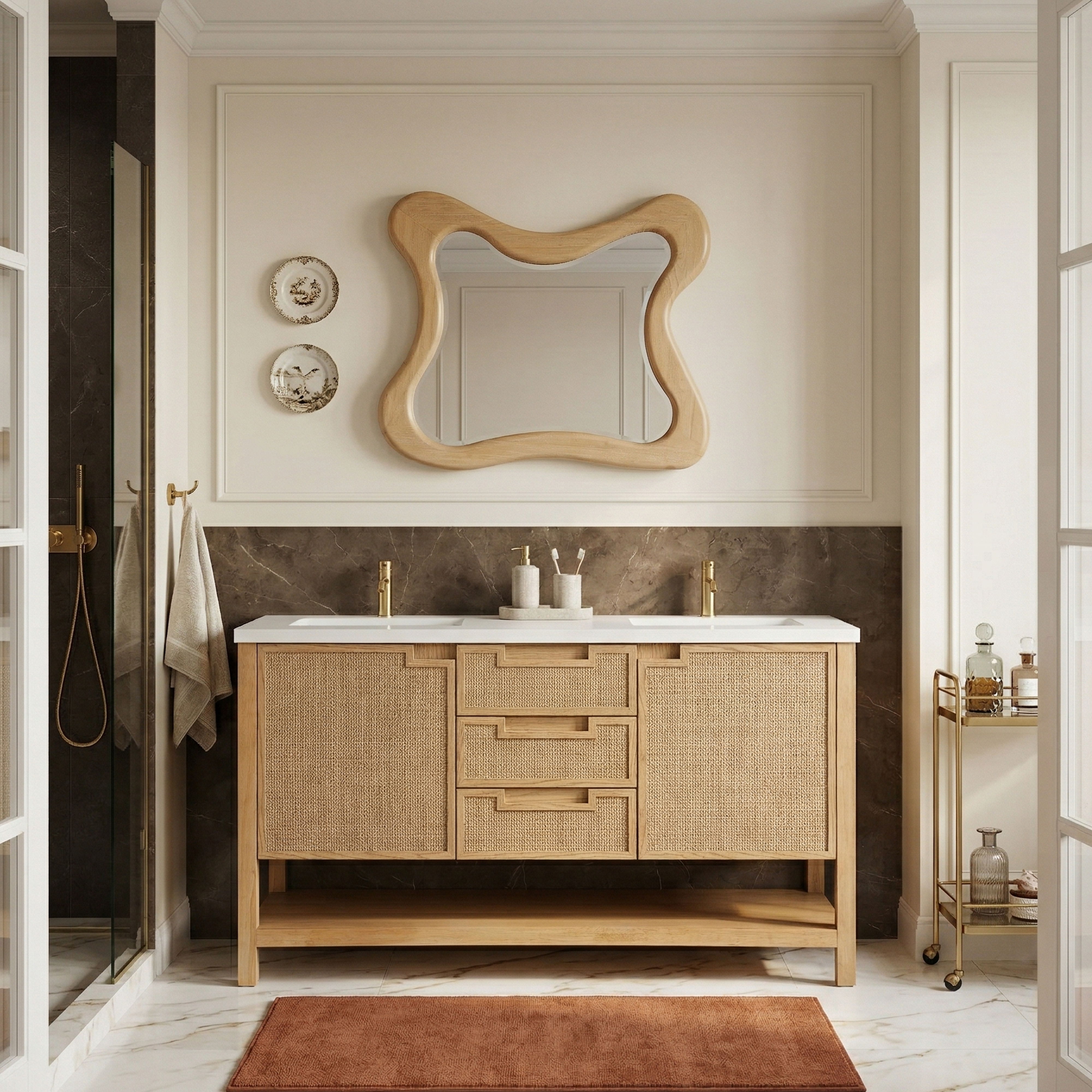 Soren - 60'' Bathroom Vanity - Natural / White