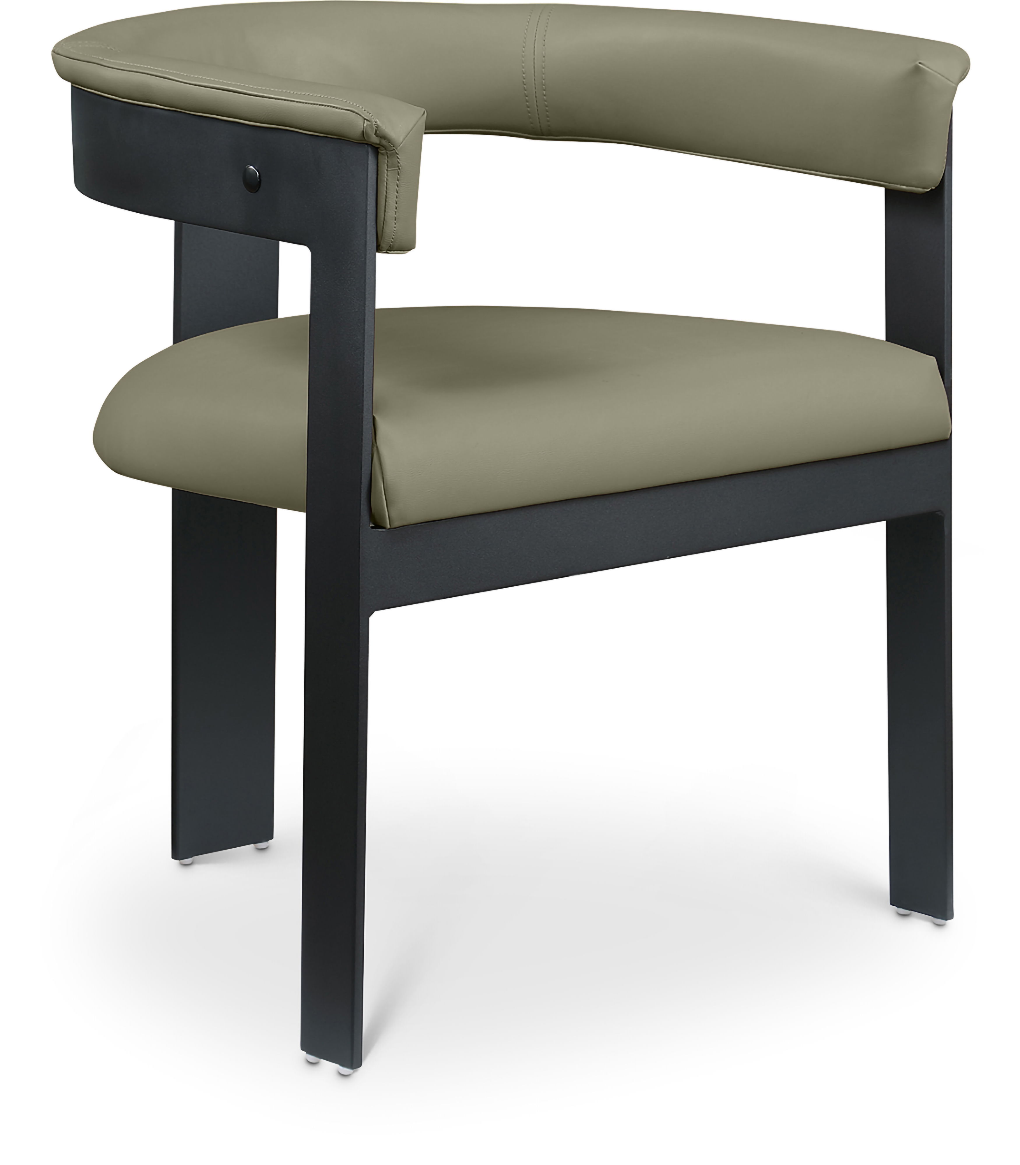 Romeo - Faux Leather Dining Chair With Black Base (Set of 2) - Olive Green