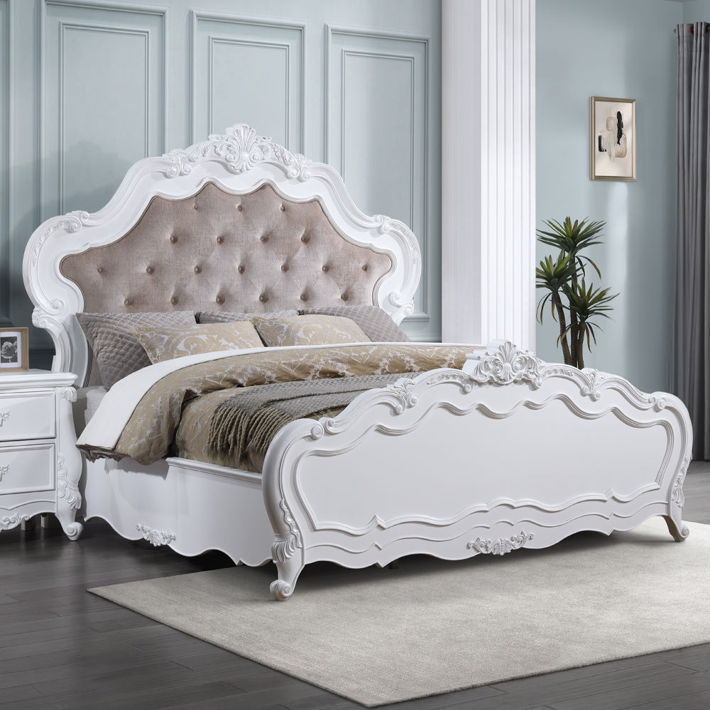 Latisha - Queen Bed - White, dark brown