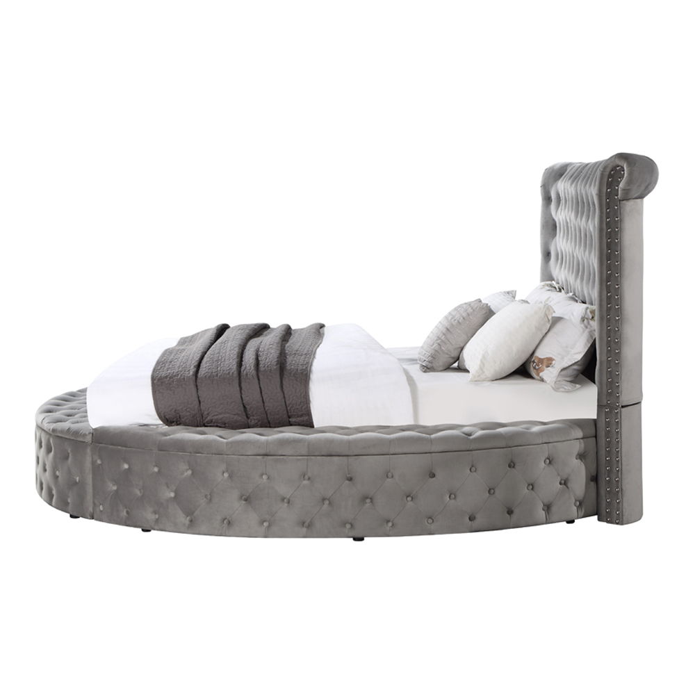 Gaiva - Queen Bed With Storage - Gray Velvet, dark gray, view 3