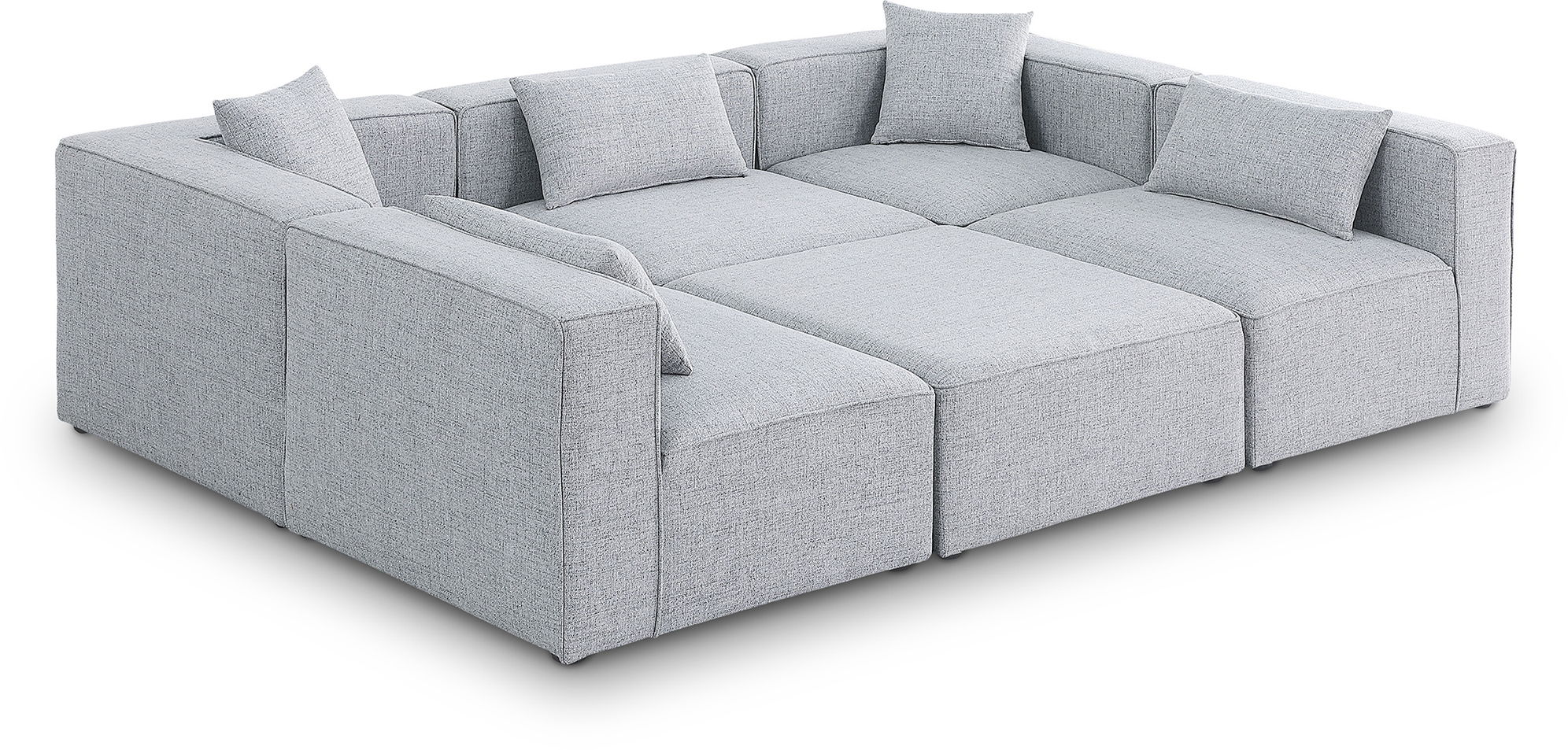 Cube - Linen 6 Piece Modular Sectional - Gray