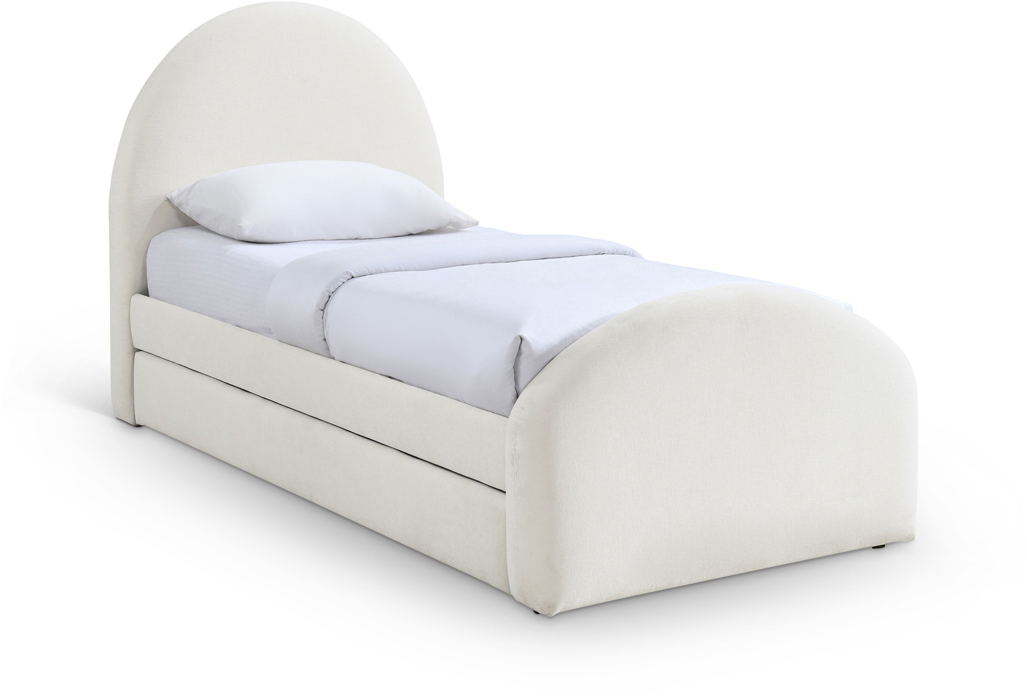 Andaz - Chenille Fabric Upholstered Twin Trundle Bed - Cream