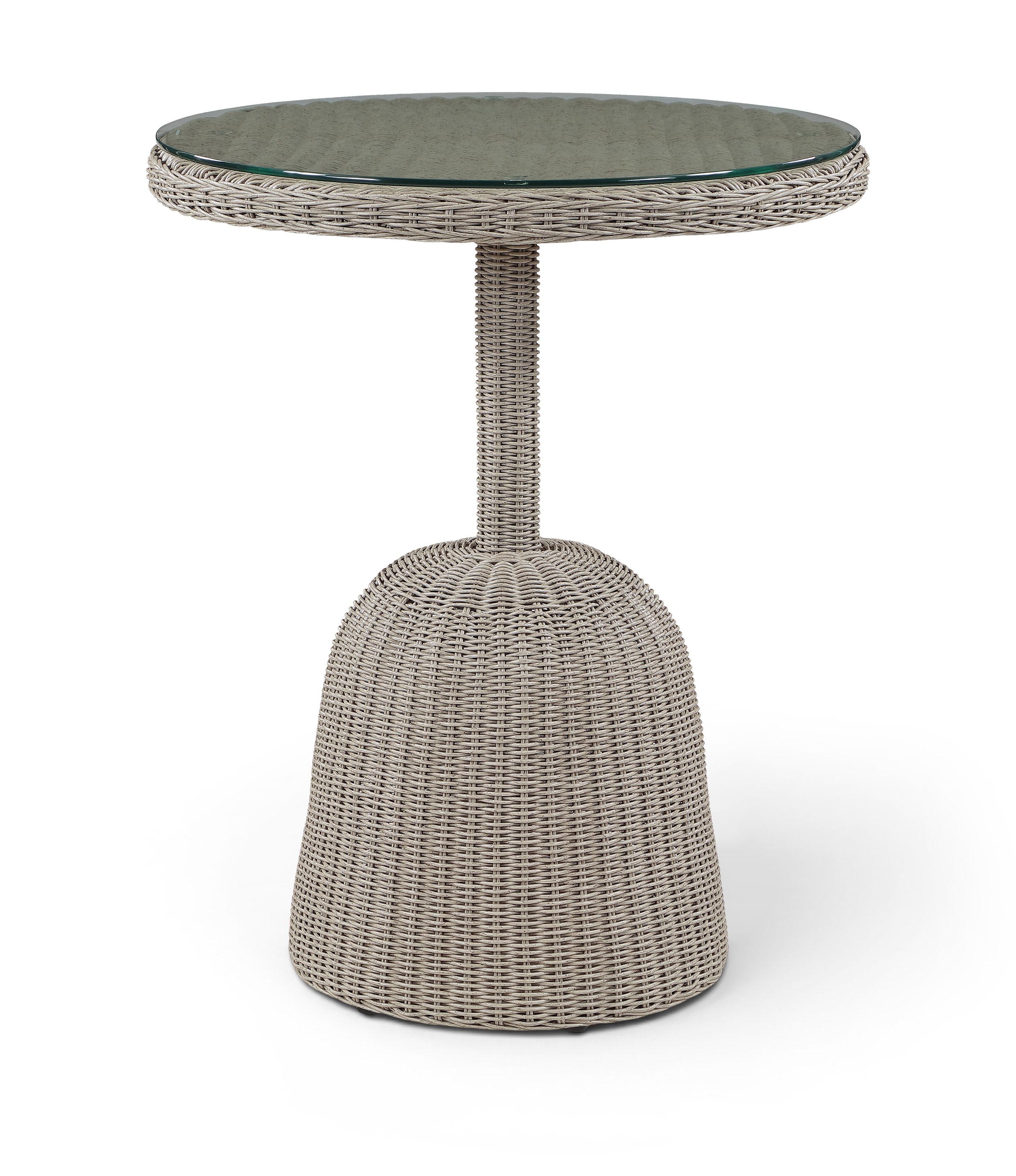 Seacrest - 36" Tempered Glass Top And Wicker Outdoor Patio Counter Height Table - Taupe