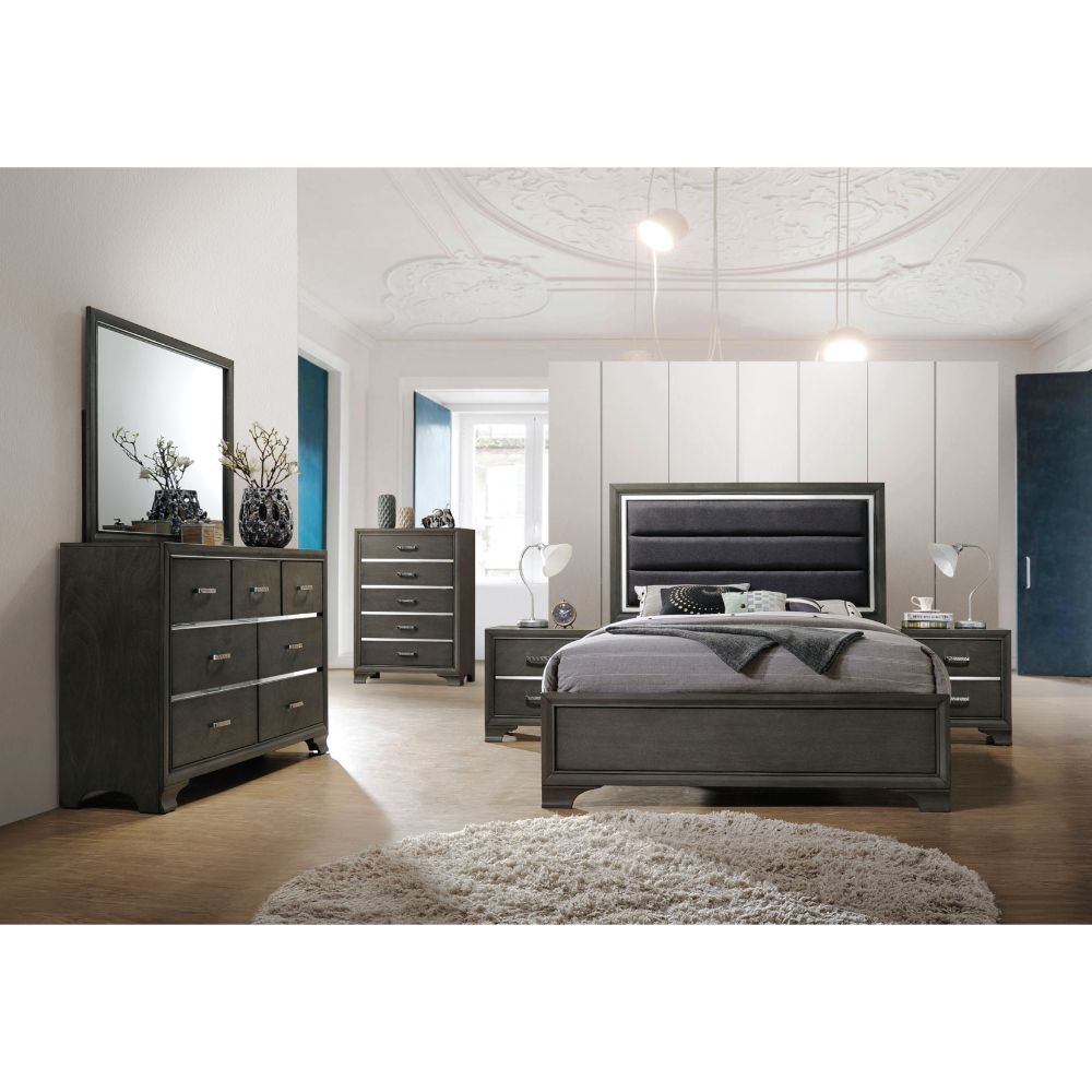 Carine II - Nightstand - Gray, dark gray, view 2