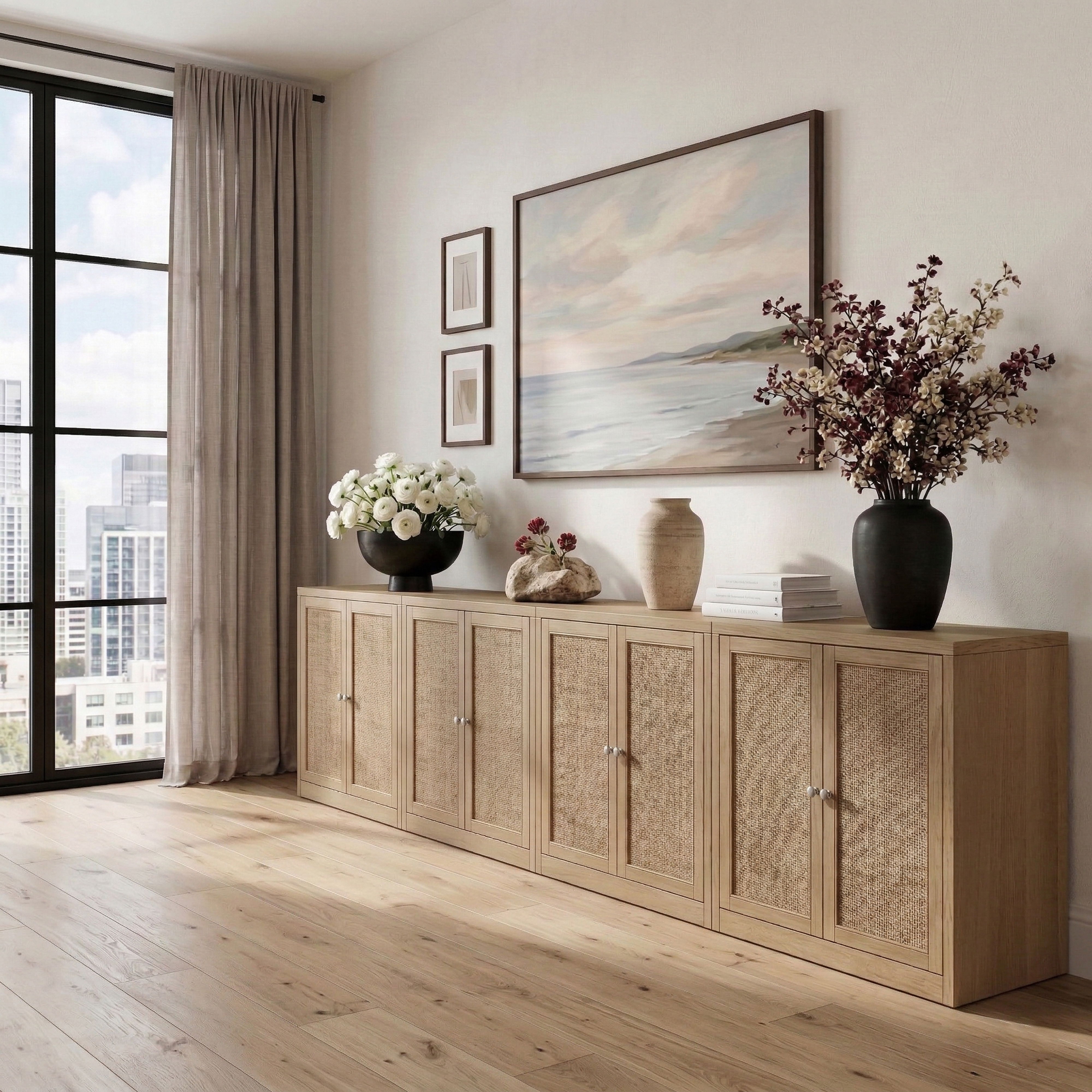 Vero - Solid Wood And Oak Veneer 4 Piece Sideboard/Buffet - Natural