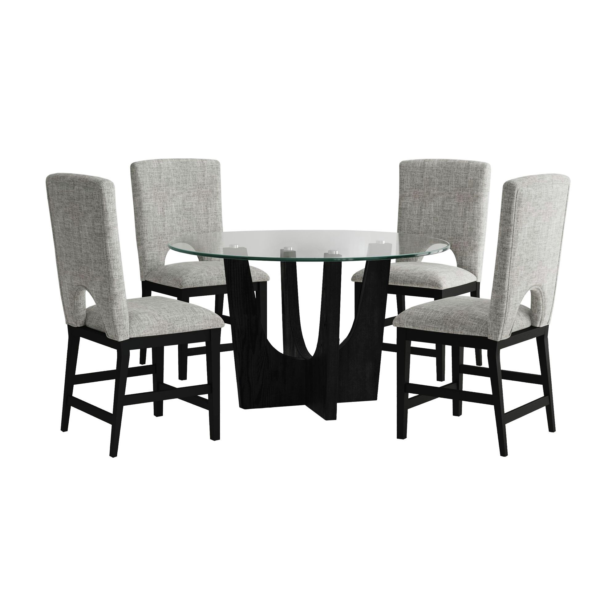 5 Pc · Round Counter Table With Glass Top And Four Chairs