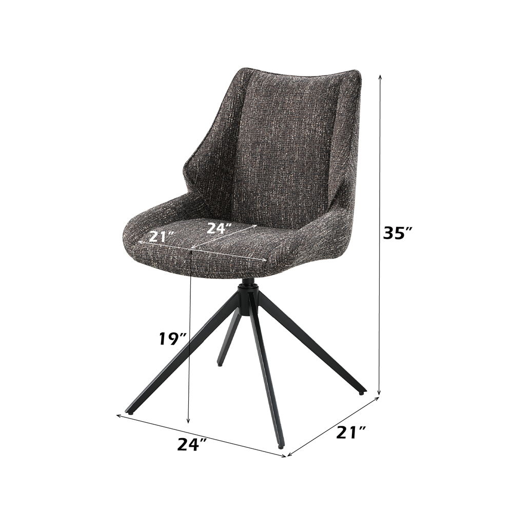 Malika - Side Chair With Swivel (Set of 2) - Brown Chenille, dark brown, view 6