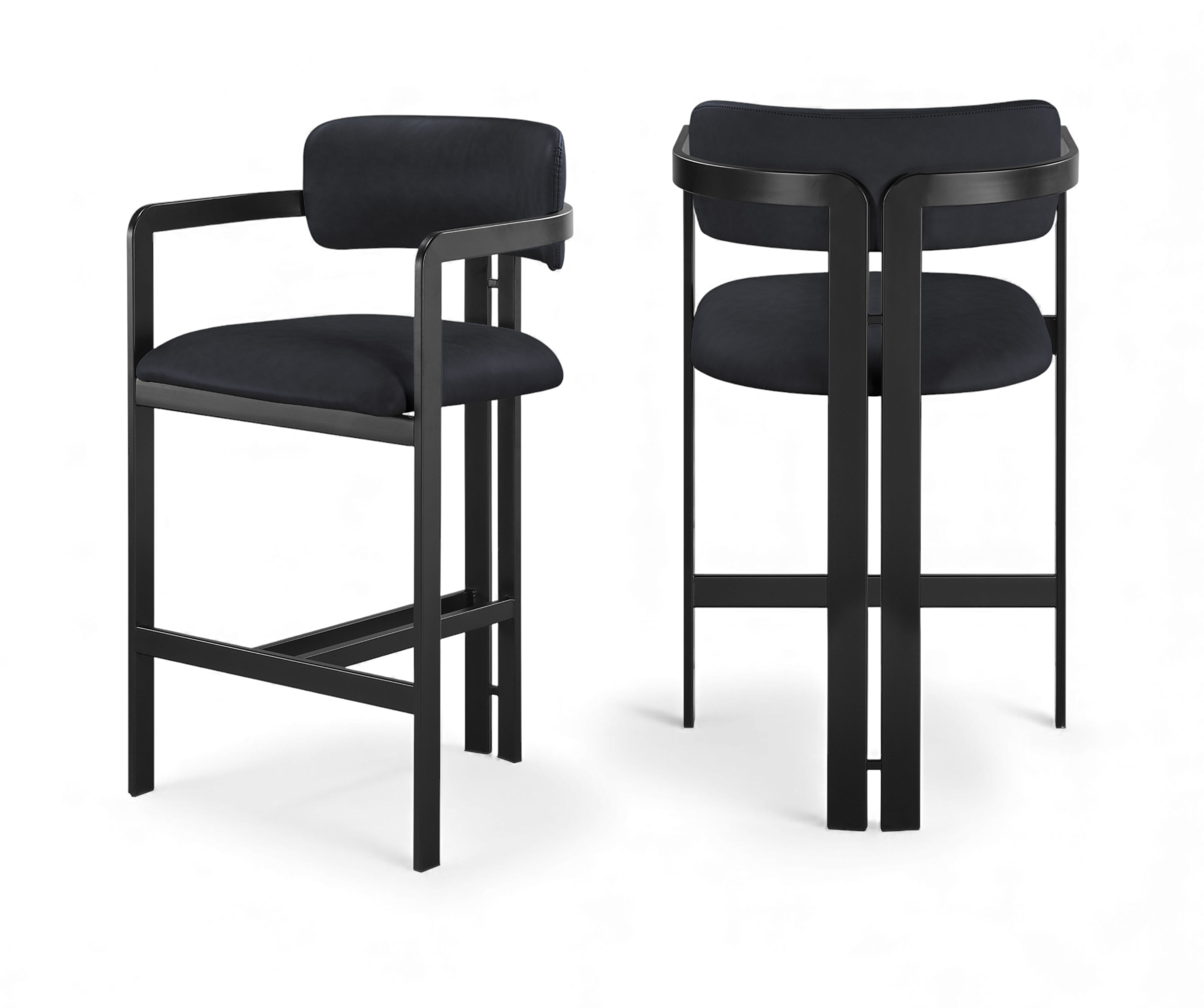 Aurum - Vegan Leather Upholstered Counter Stool - Black / Graphite Black