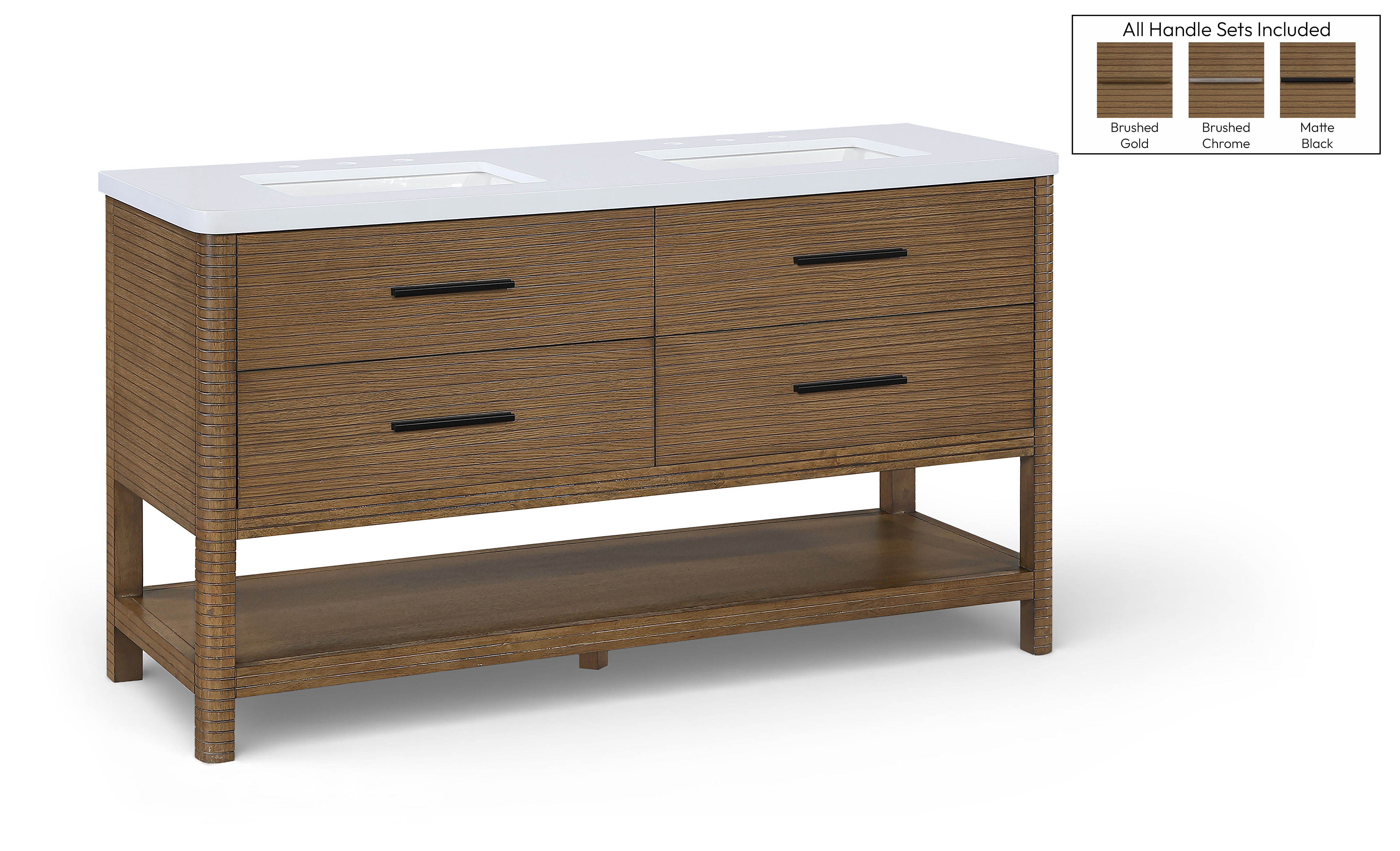 Oakwell - 60'' Bathroom Vanity - Brown / White