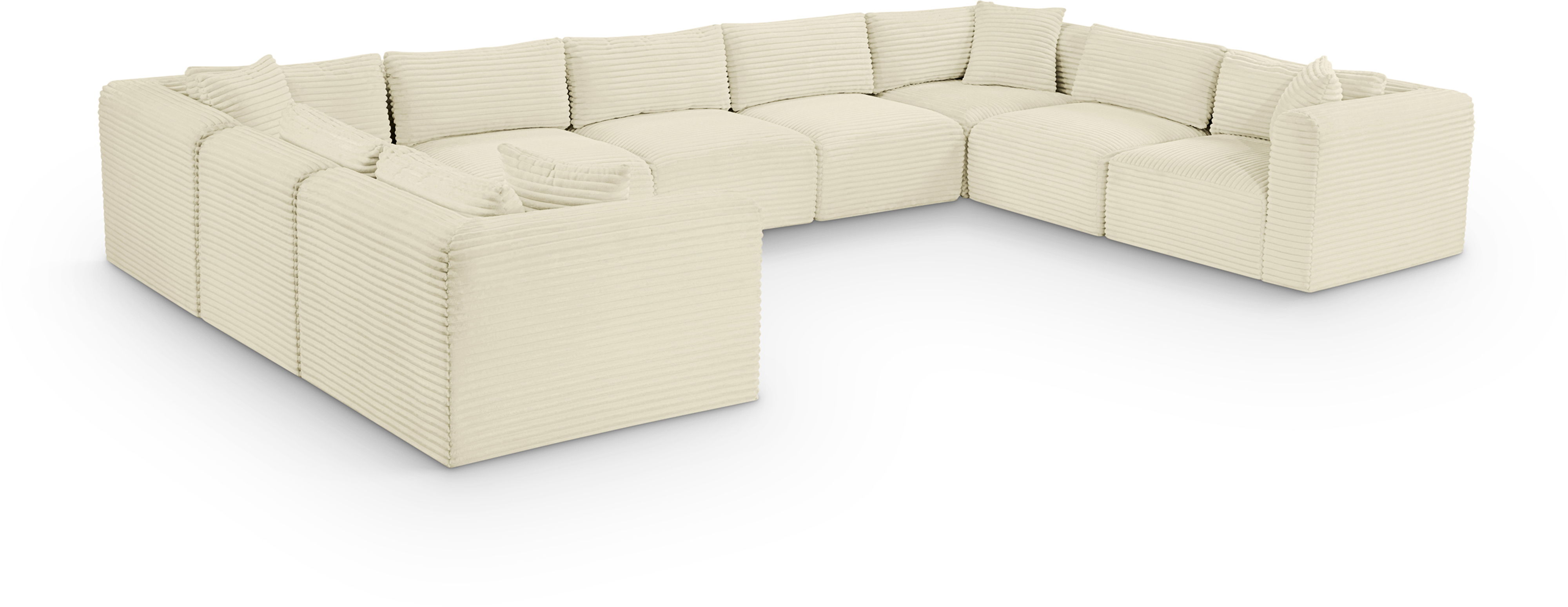 Shaggy - 9 Piece Modular U-Shaped Sectional - Cream