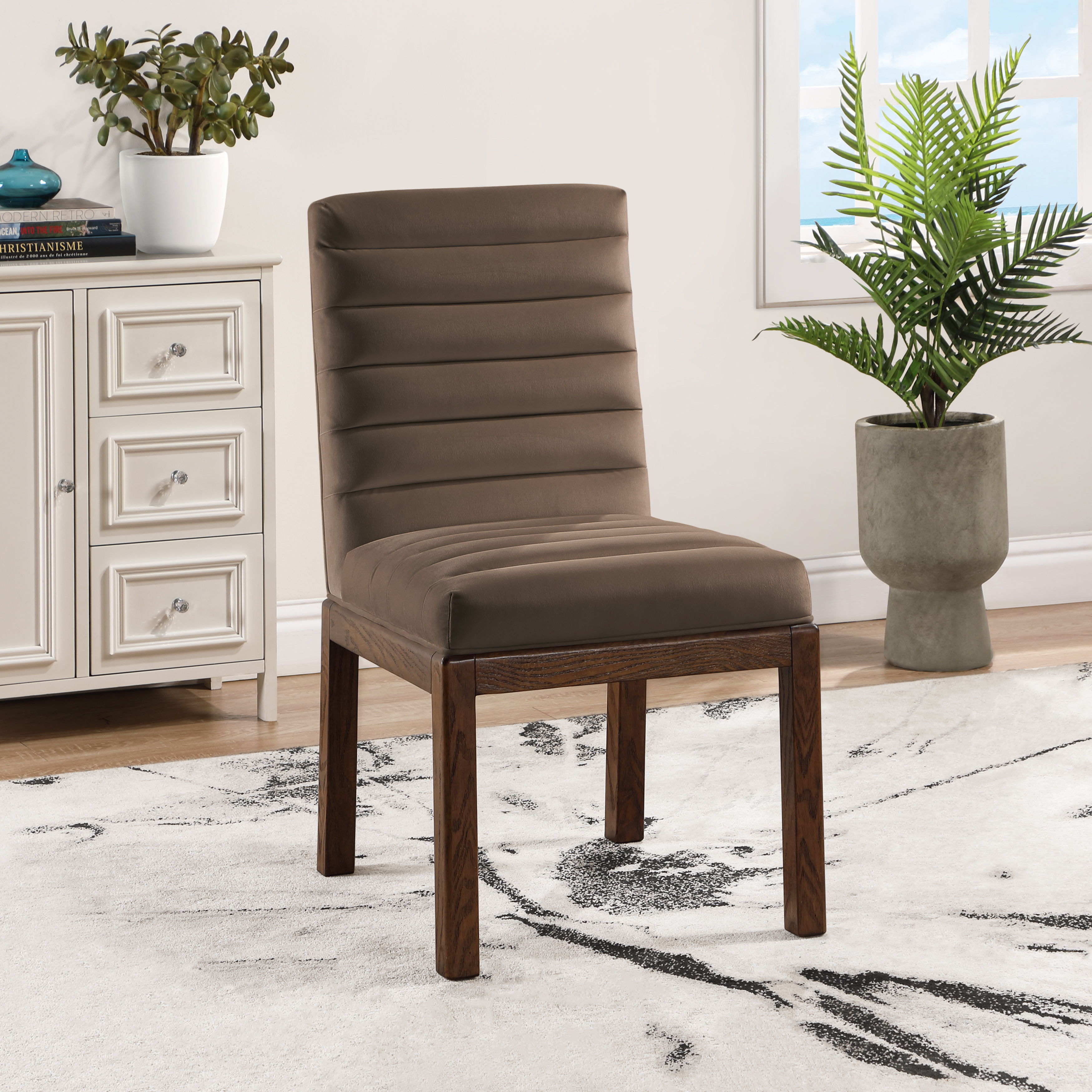 Evelyn - Dining Chair With Brown Legs - Brown