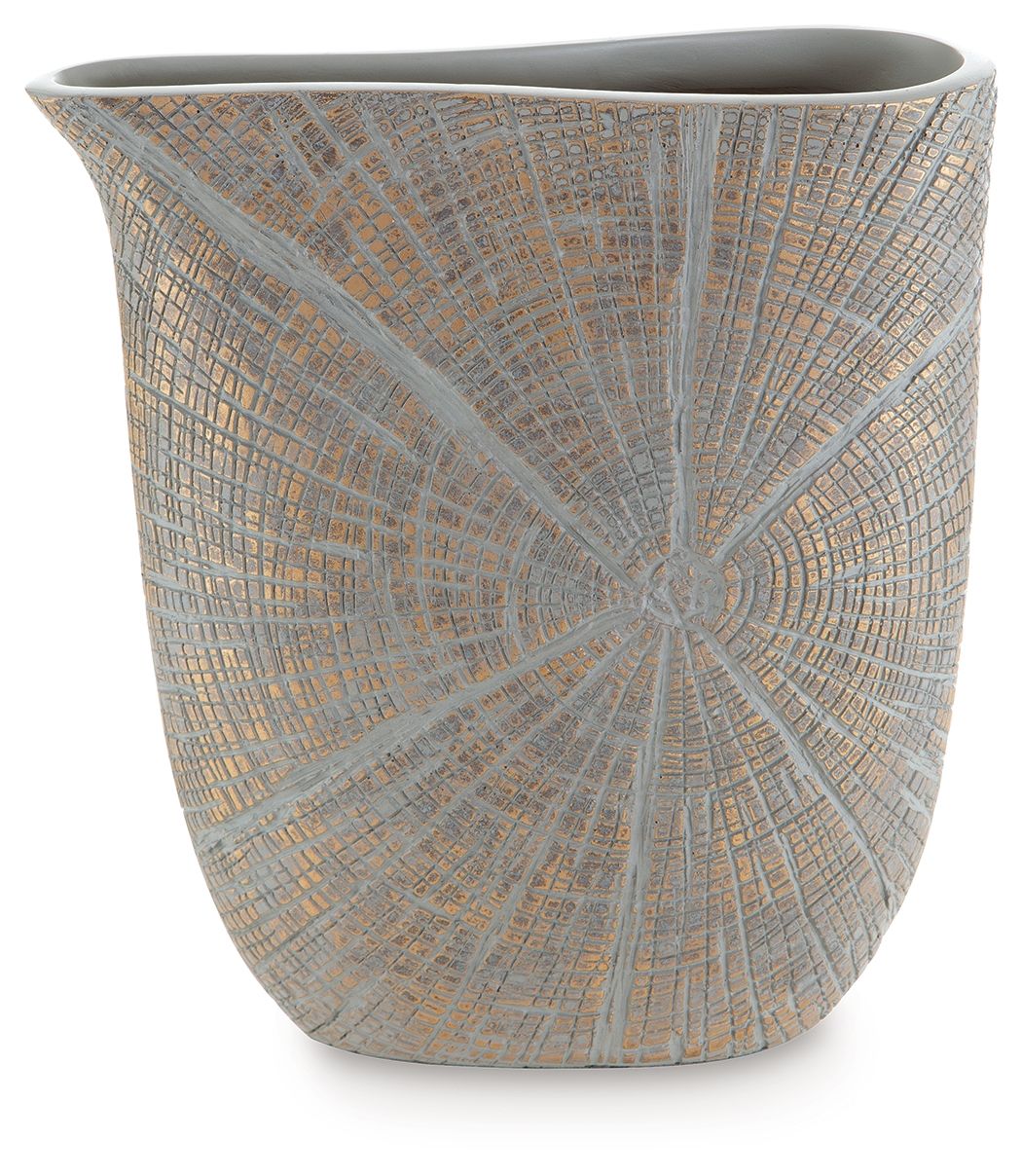 Ardenley - Vase - Antique Gold Finish 10.5", light gray