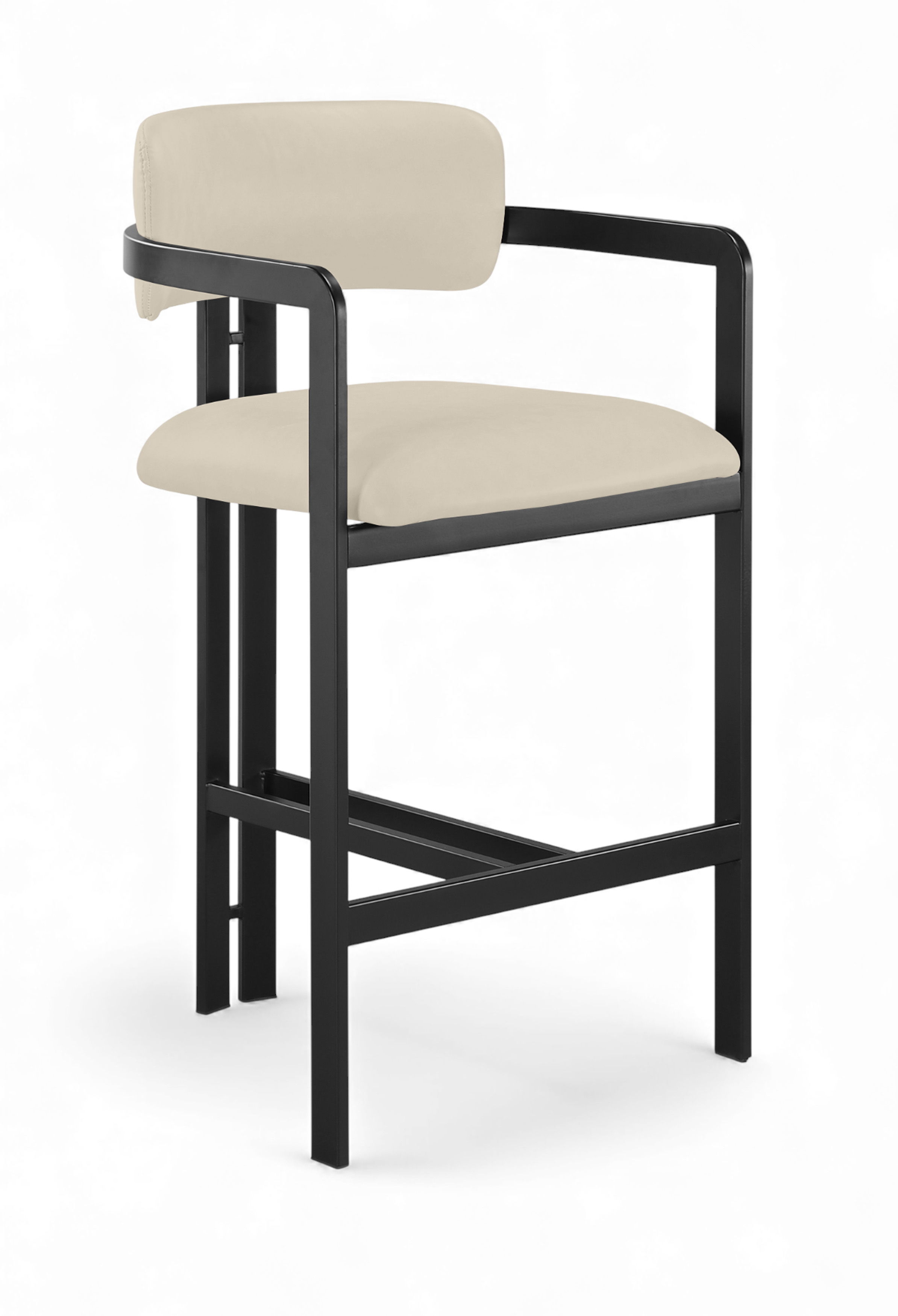 Aurum - Vegan Leather Upholstered Counter Stool - Beige / Graphite Black