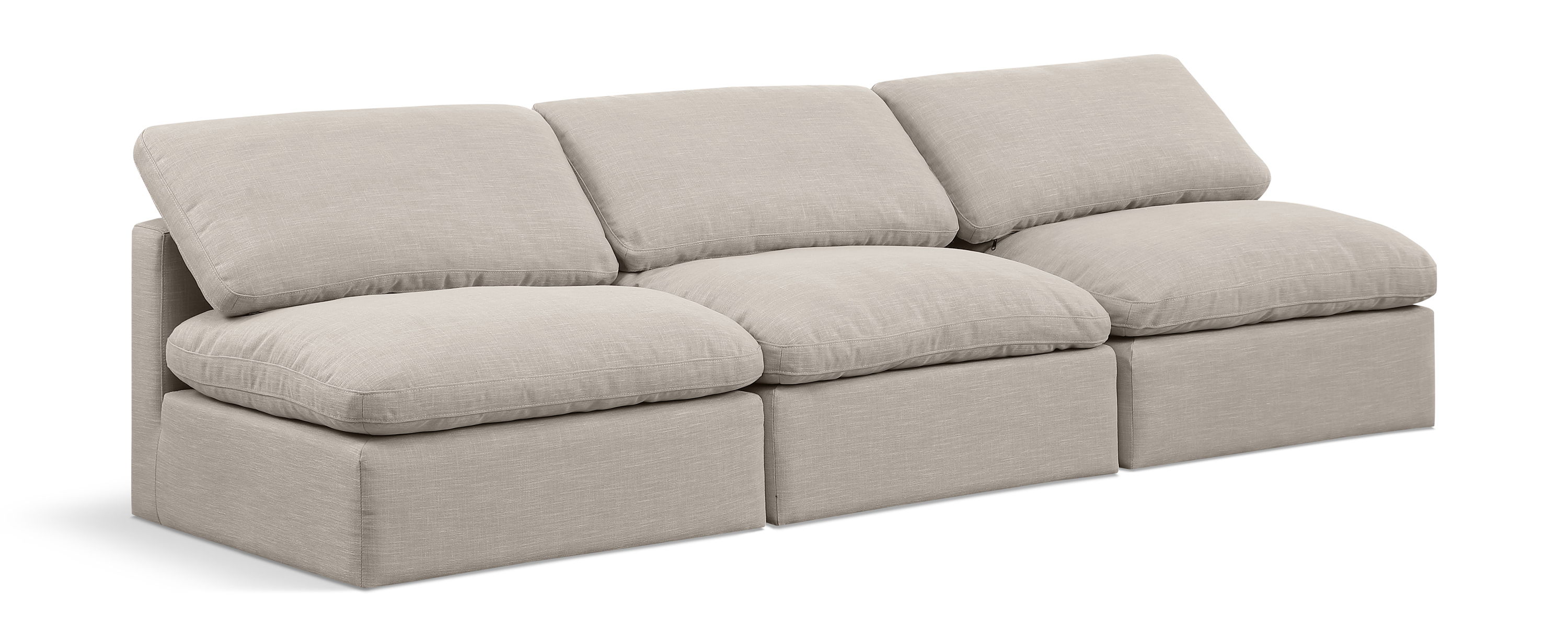 Indulge - Linen 3 Seat Modular Armless Sofa - Ivory