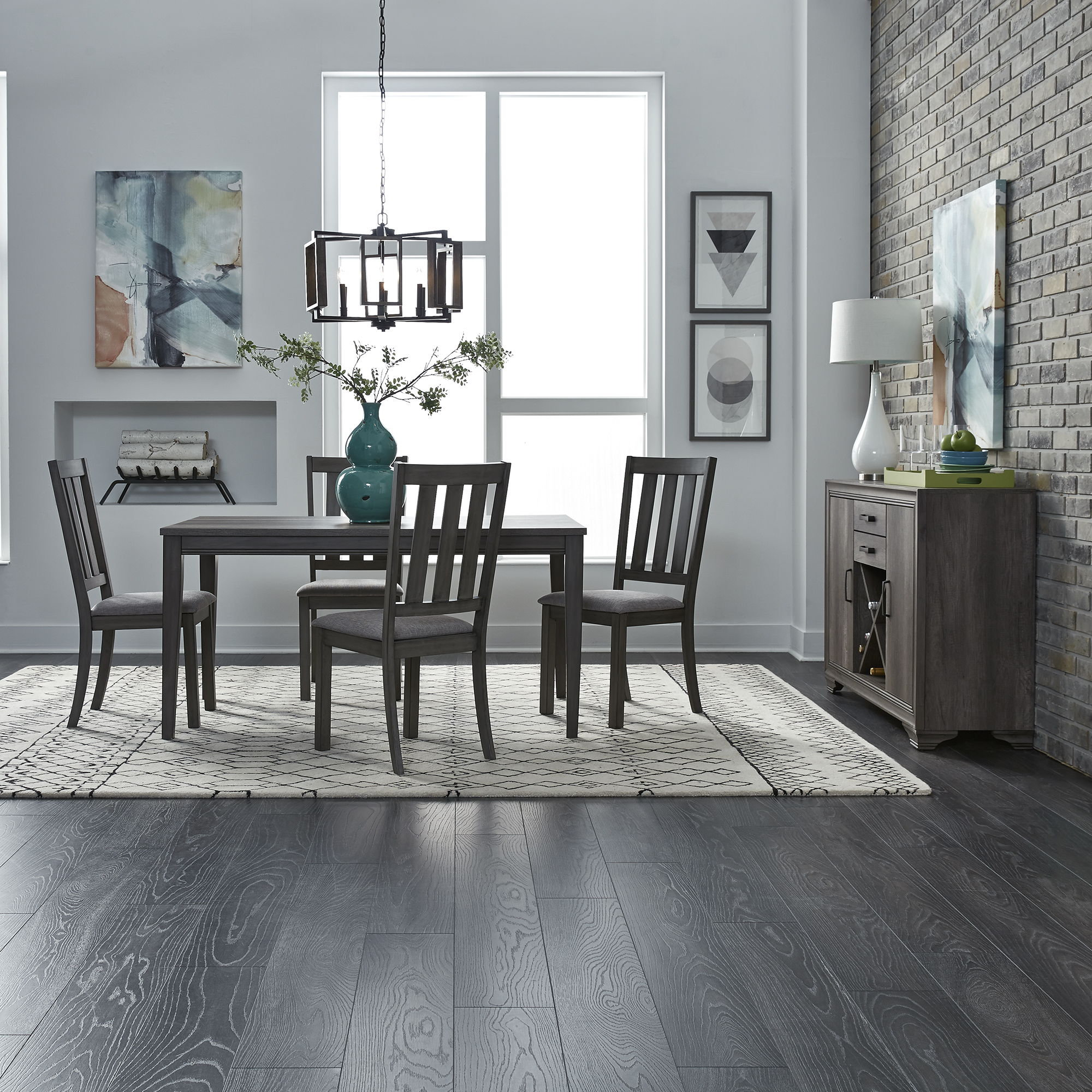 Liberty Furniture Tanners Creek - 5 Piece Rectangular Table Set - Dark Gray