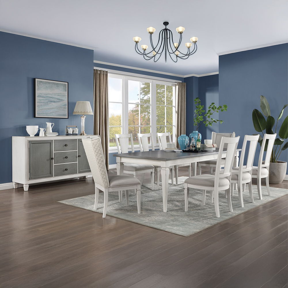 Katia - Dining Table With Leaf - Rustic Gray & Weathered White, white, view 6