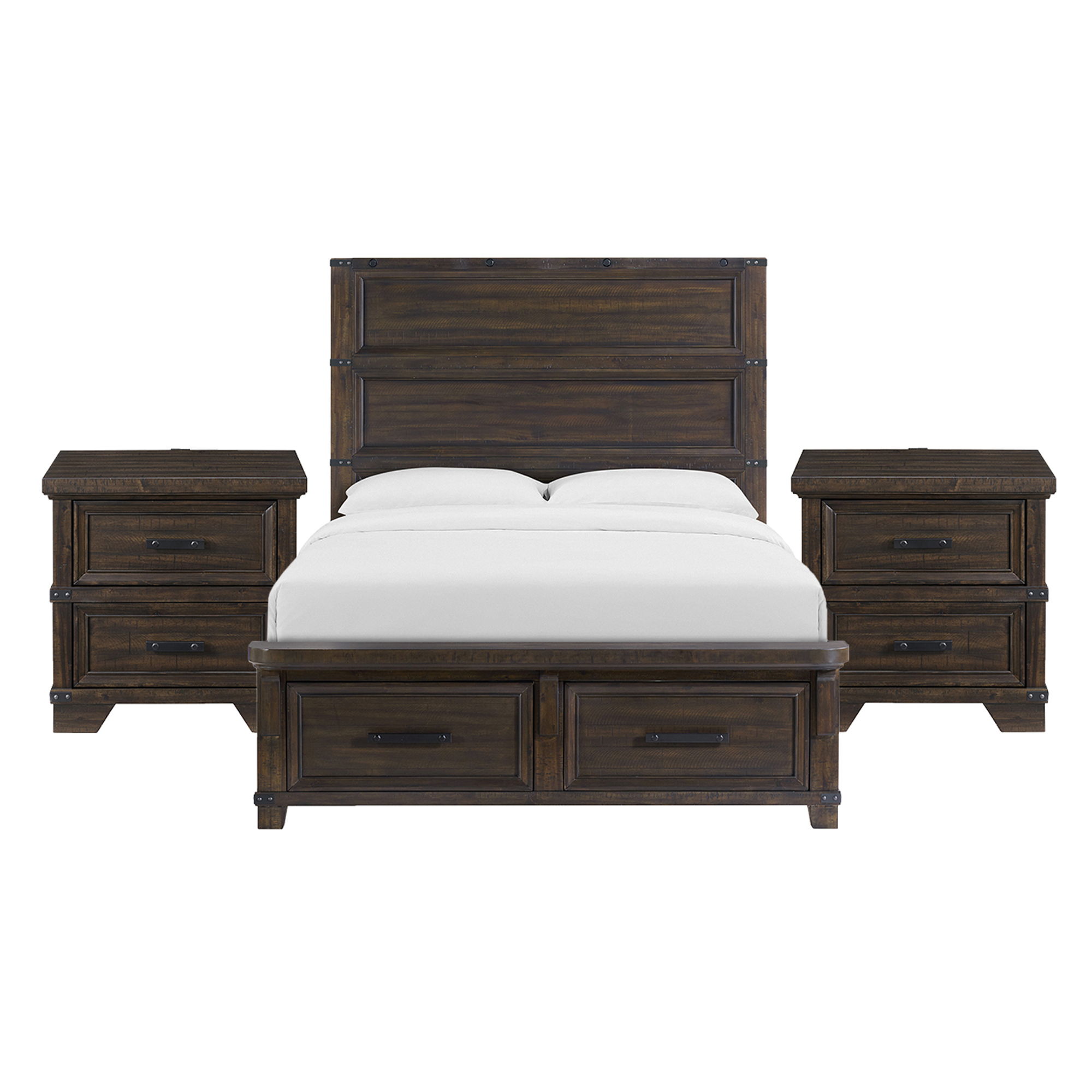Queen · 3 Pc · Bedroom Set With 2 Nightstands