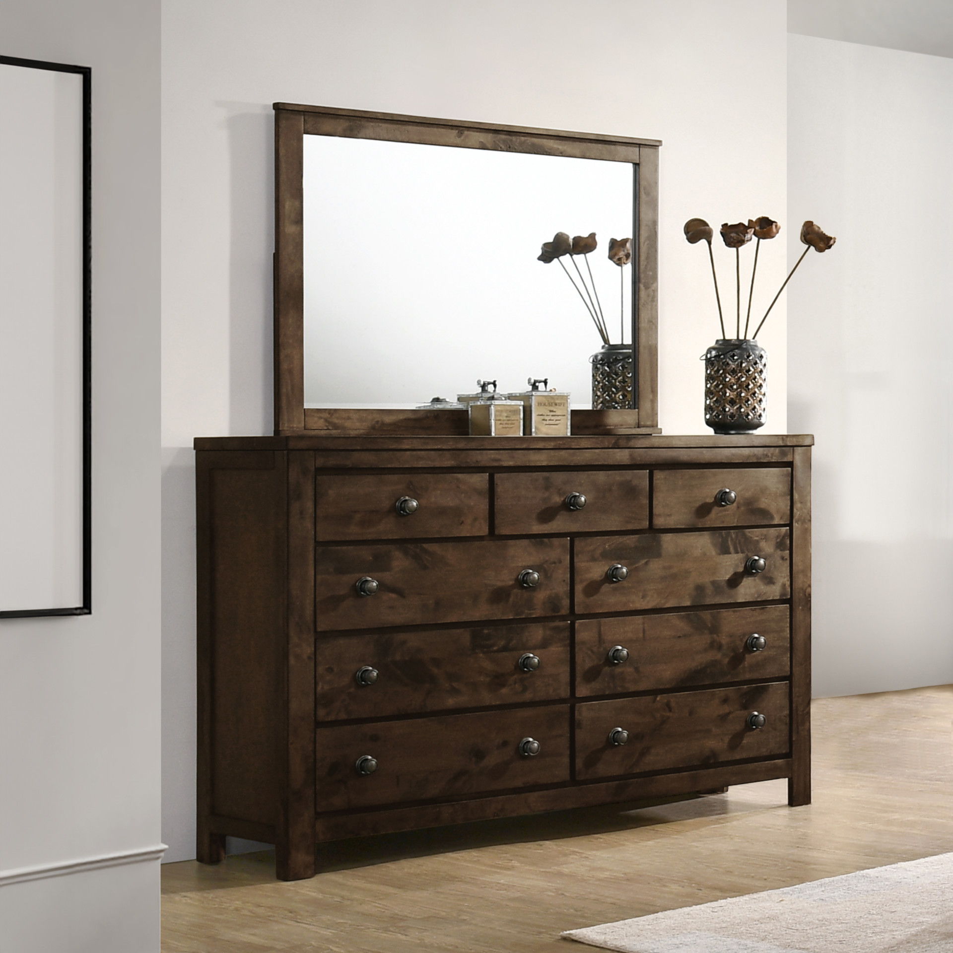 Blue Ridge - Mirror - Rustic Gray, dark brown, view 5