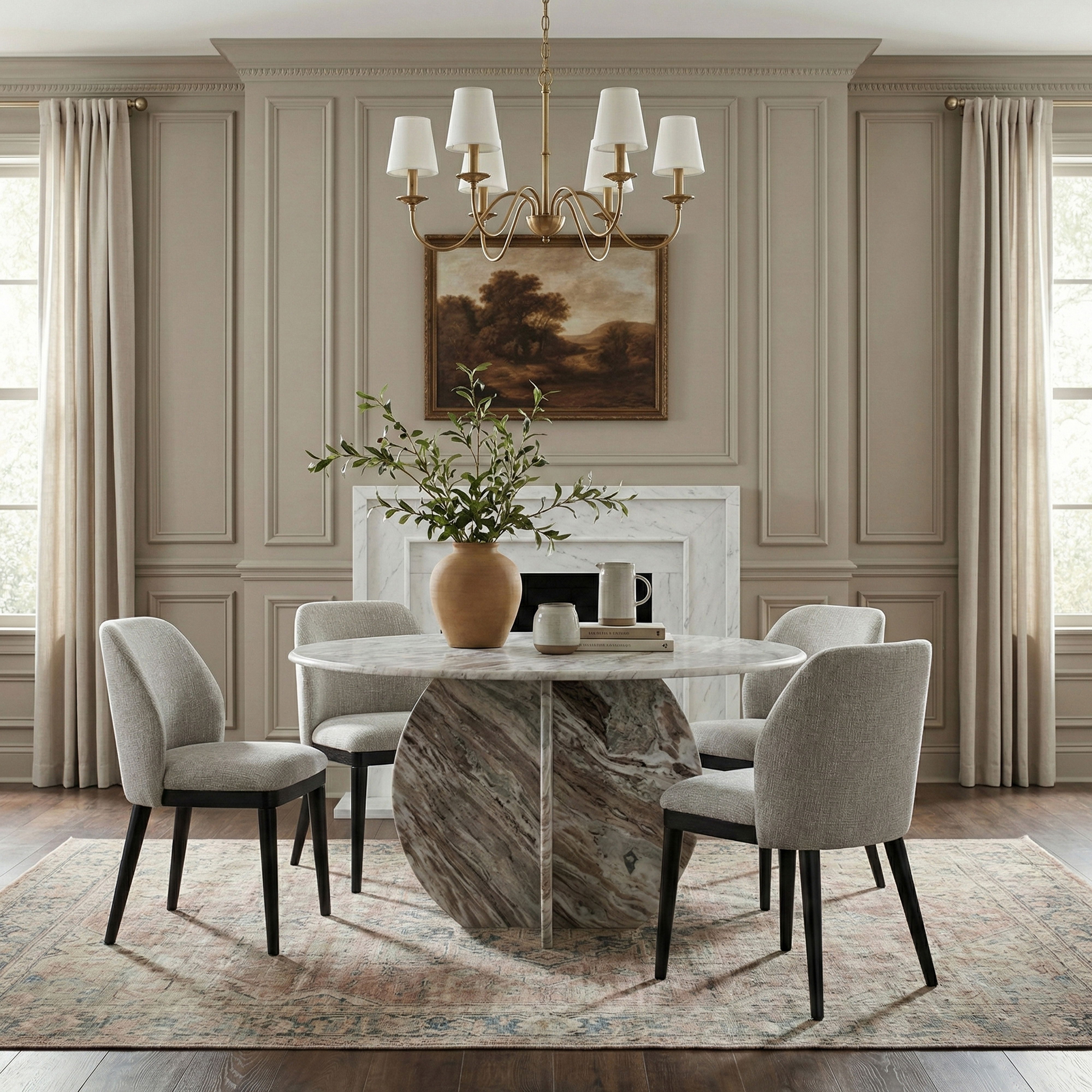 Valeo - Linen Textured Fabric Upholstered Dining Chair (Set of 2) - Grey