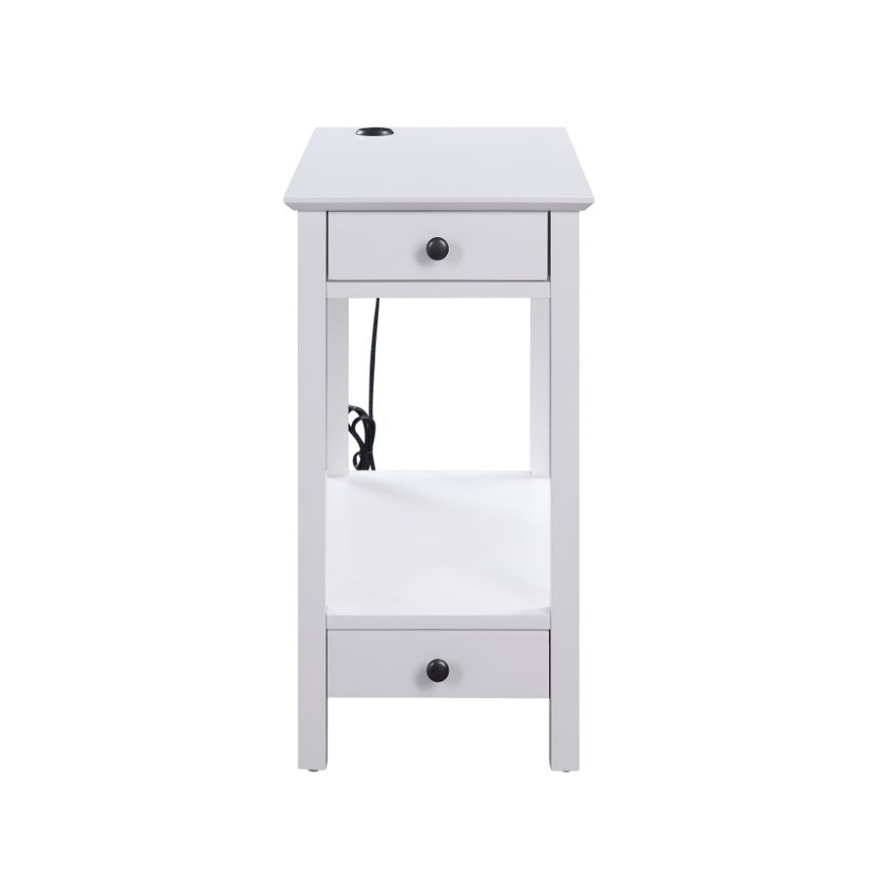 Byzad - Accent Table With USB - White, white, view 2
