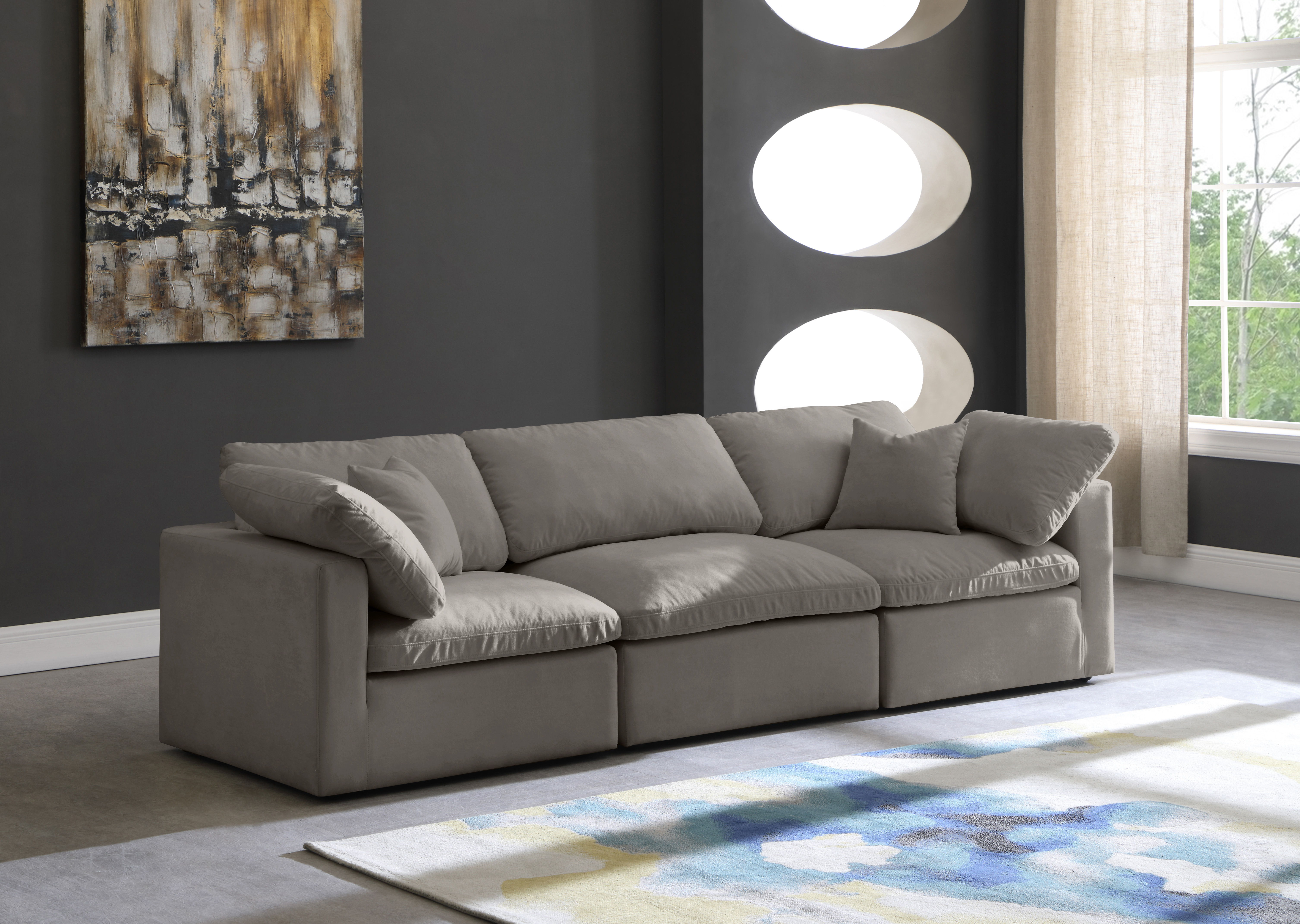 Plush - 3 Piece Modular Sofa - Gray