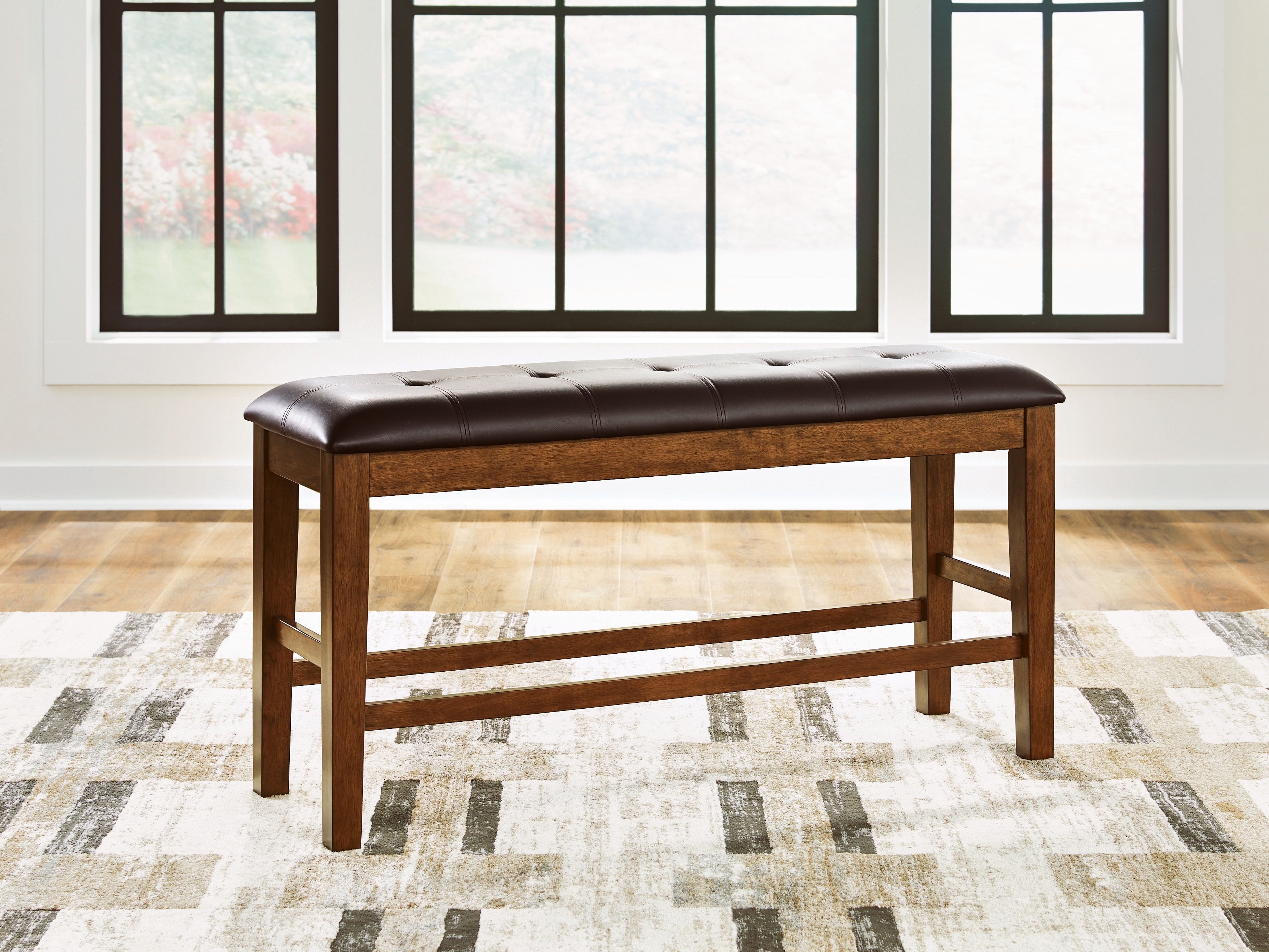 Ralene - Double Counter Height Upholstered Bench - Medium Brown