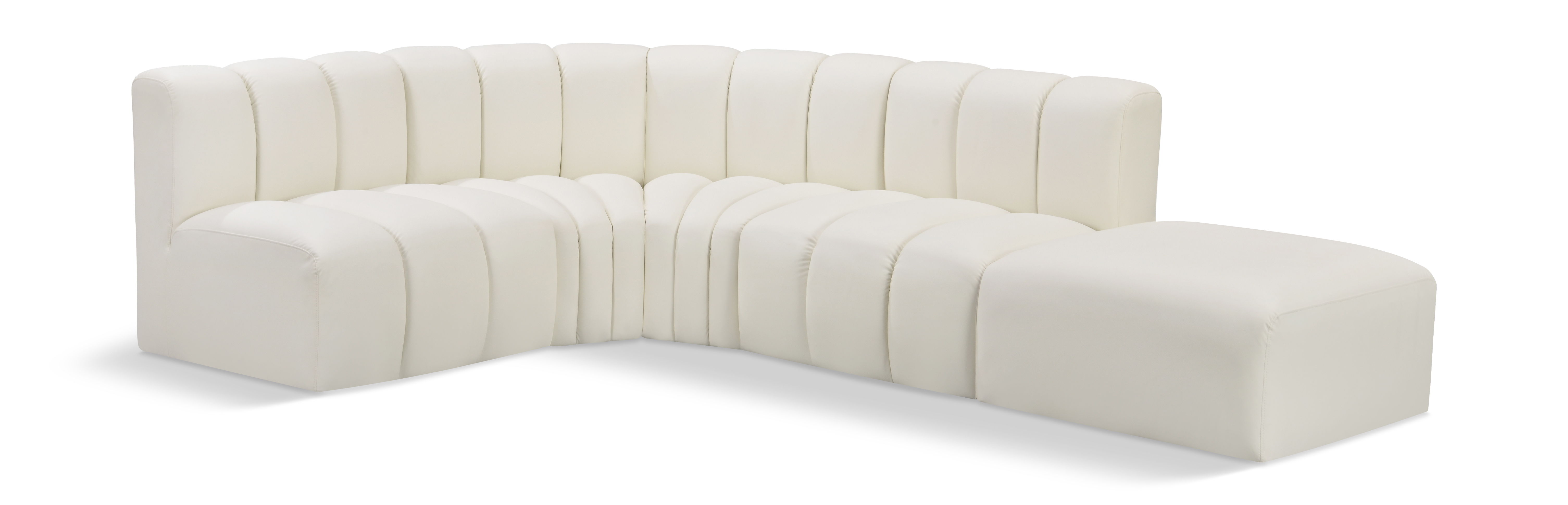 Arc - Faux Leather 5 Piece Corner Modular Sofa - Cream