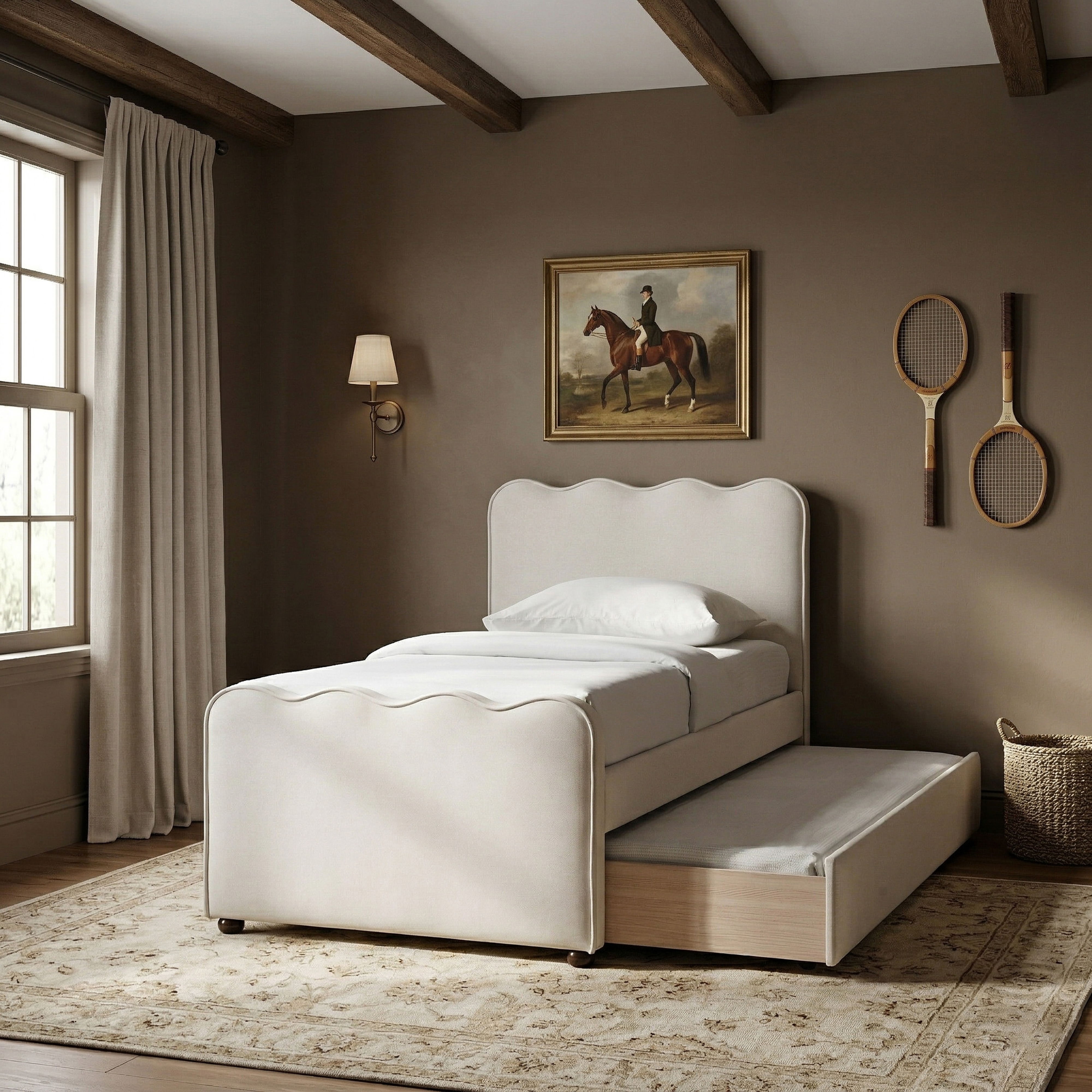 Gatsby - Upholstered Twin Trundle Bed - Cream