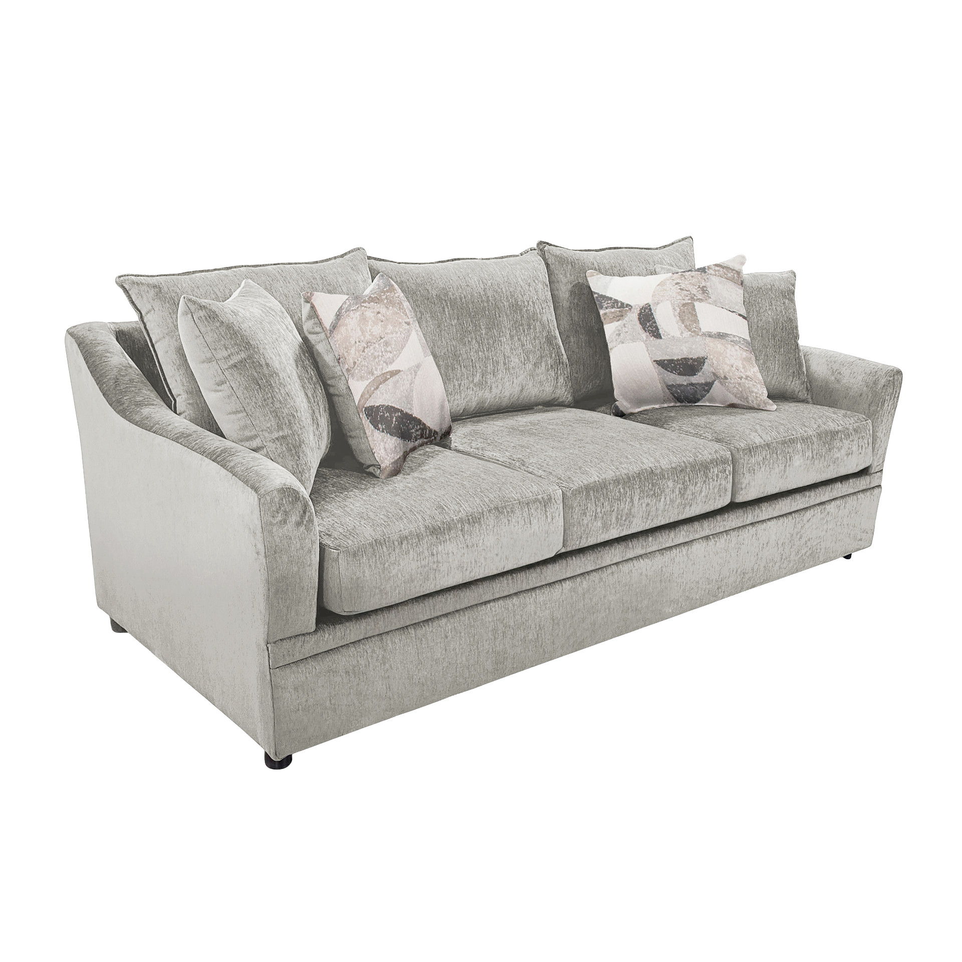 Sylvie - Sofa With 4 Accent Pillows - Lush Silver Gray