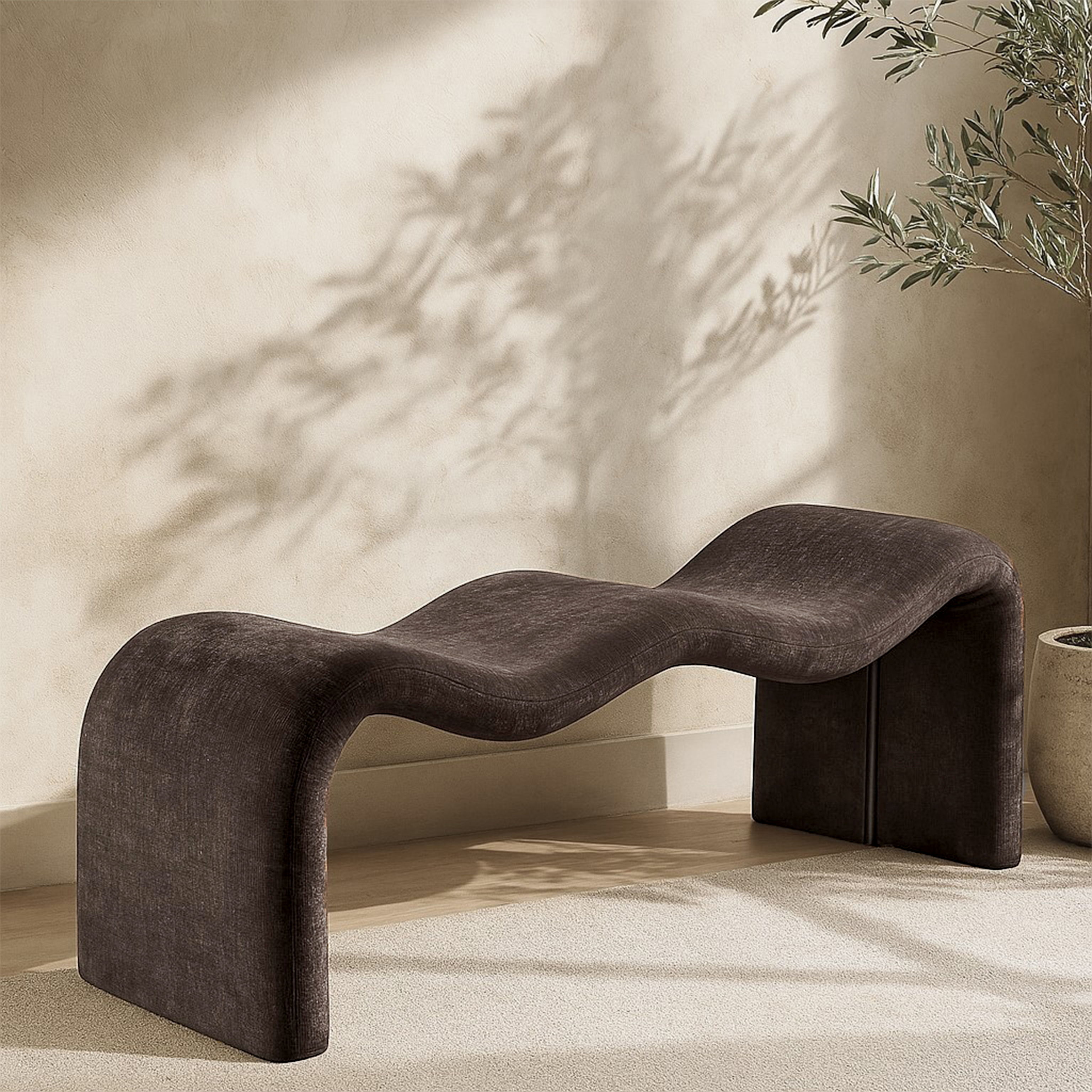Willow - Chenille Bench - Brown