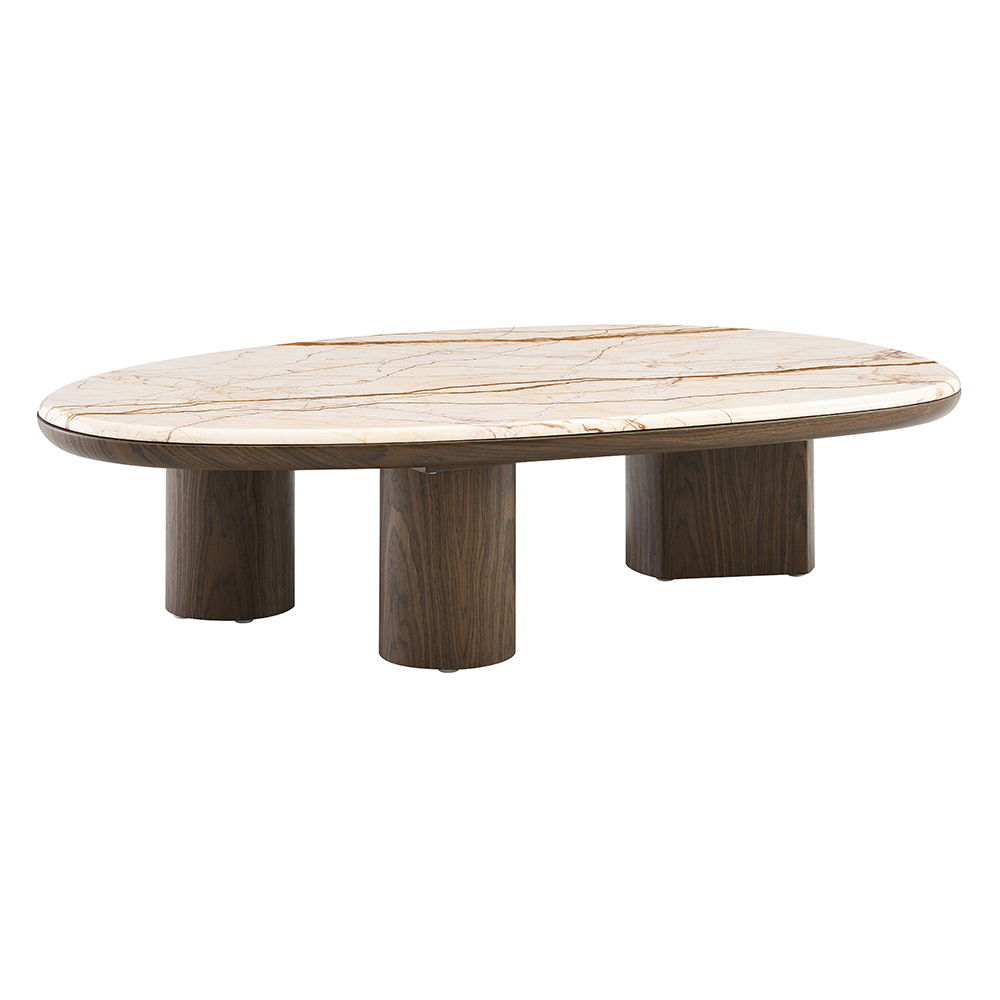 Haidar - Coffee Table With Marble Top - Natural / Brown, beige, view 2