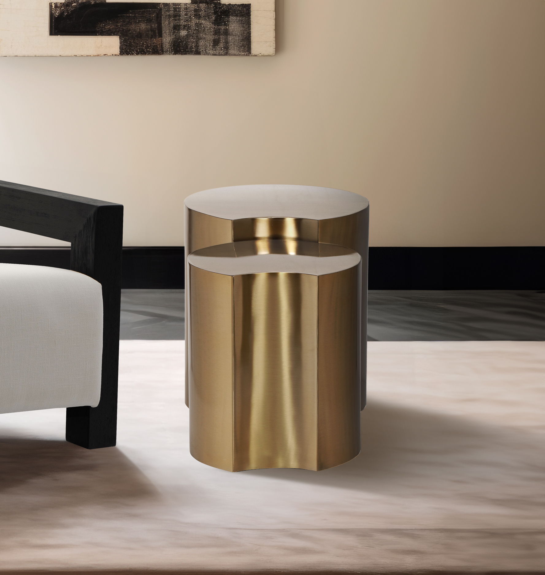 Dimple - 2 Piece Modular End Table - Gold