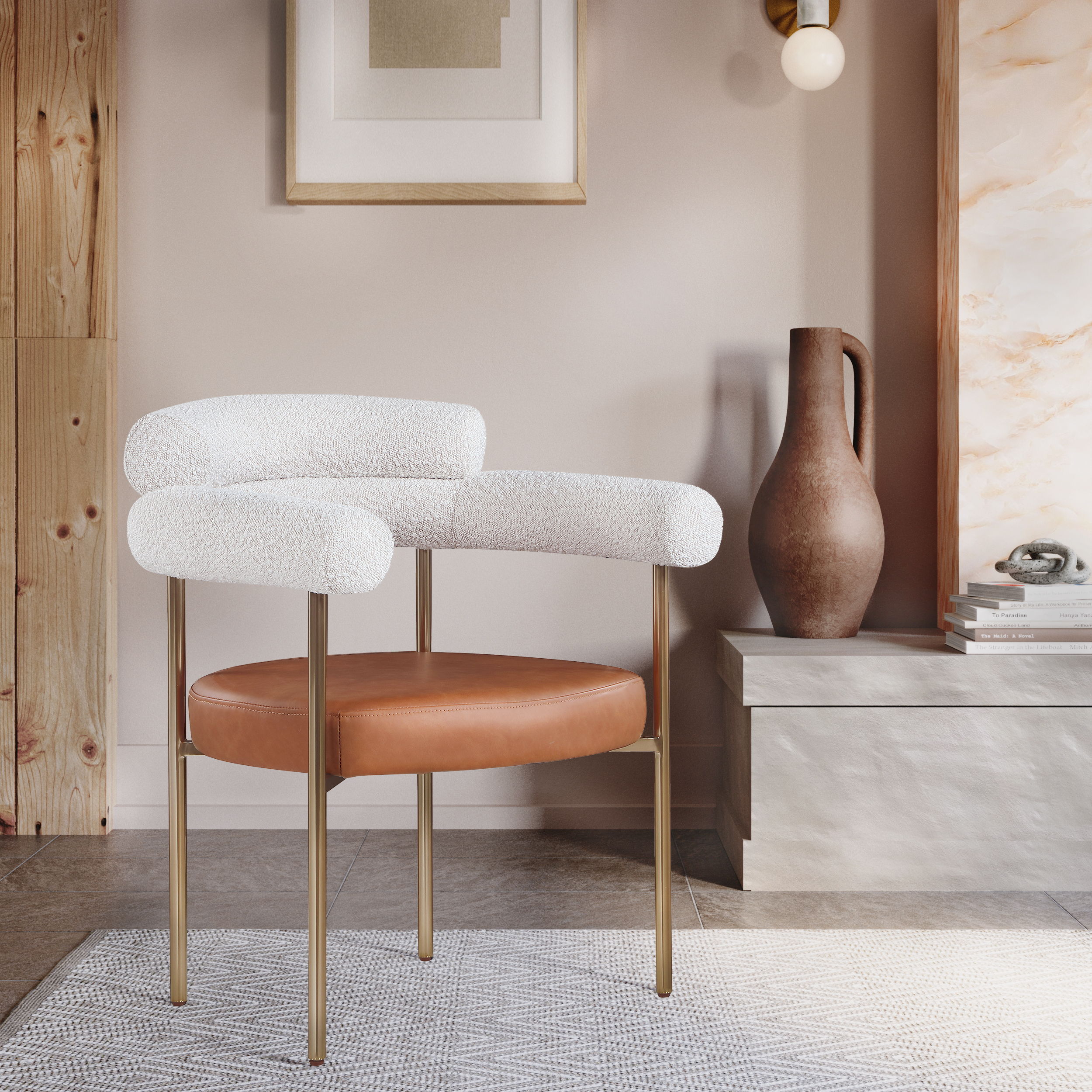 Blake - Dining Chair (Set of 2) - Cognac / Cream