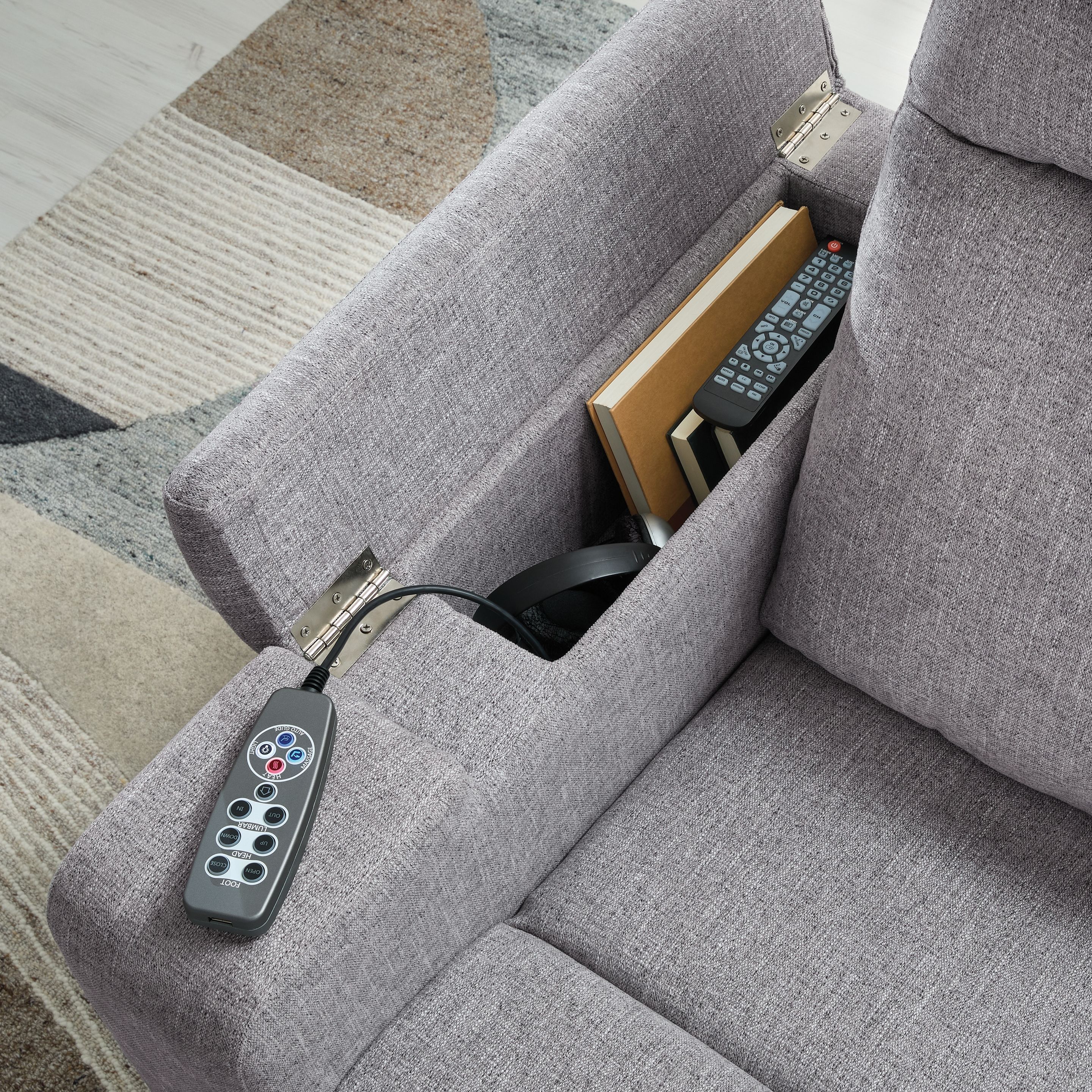 Ashley Furniture Pineland - Glider Power Recliner With Audio System - Pewter - Image 12