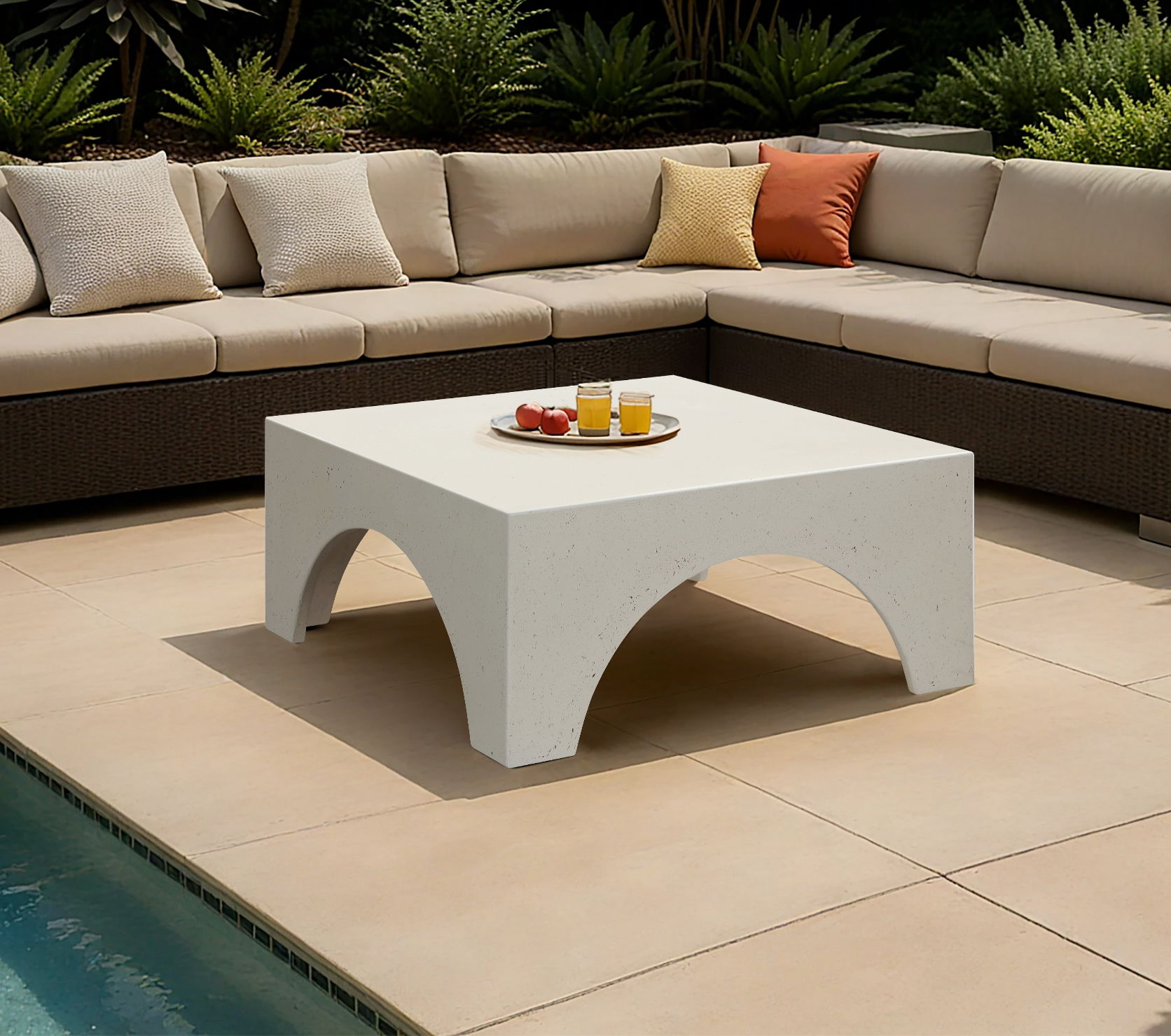 Renza - Concrete And Fiberglass Indoor / Outdoor Coffee Table - Cream