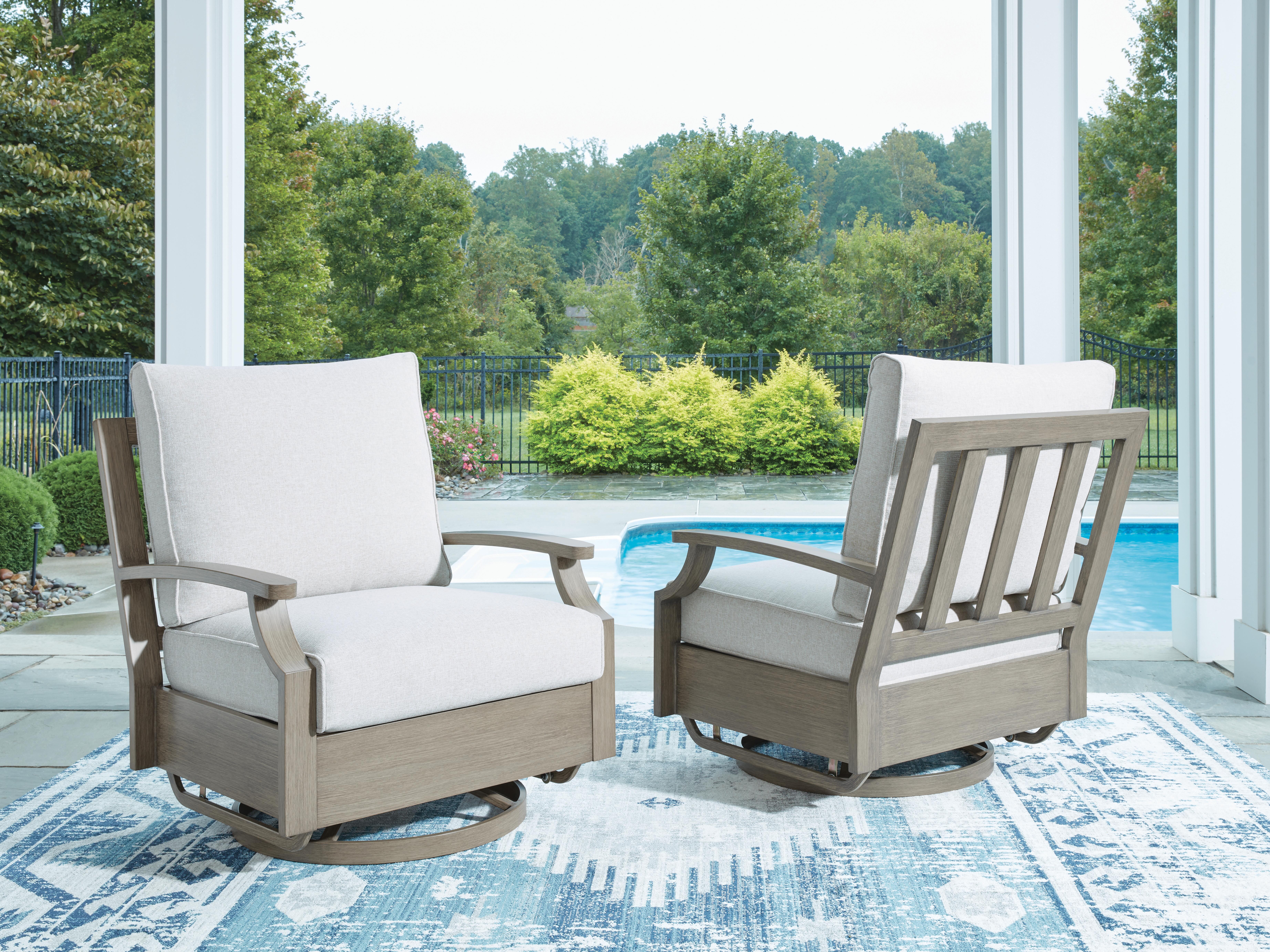 Ashley Furniture Rainier Ranch - Swivel Glider Chair With Cushion - Brown / Beige - Image 2