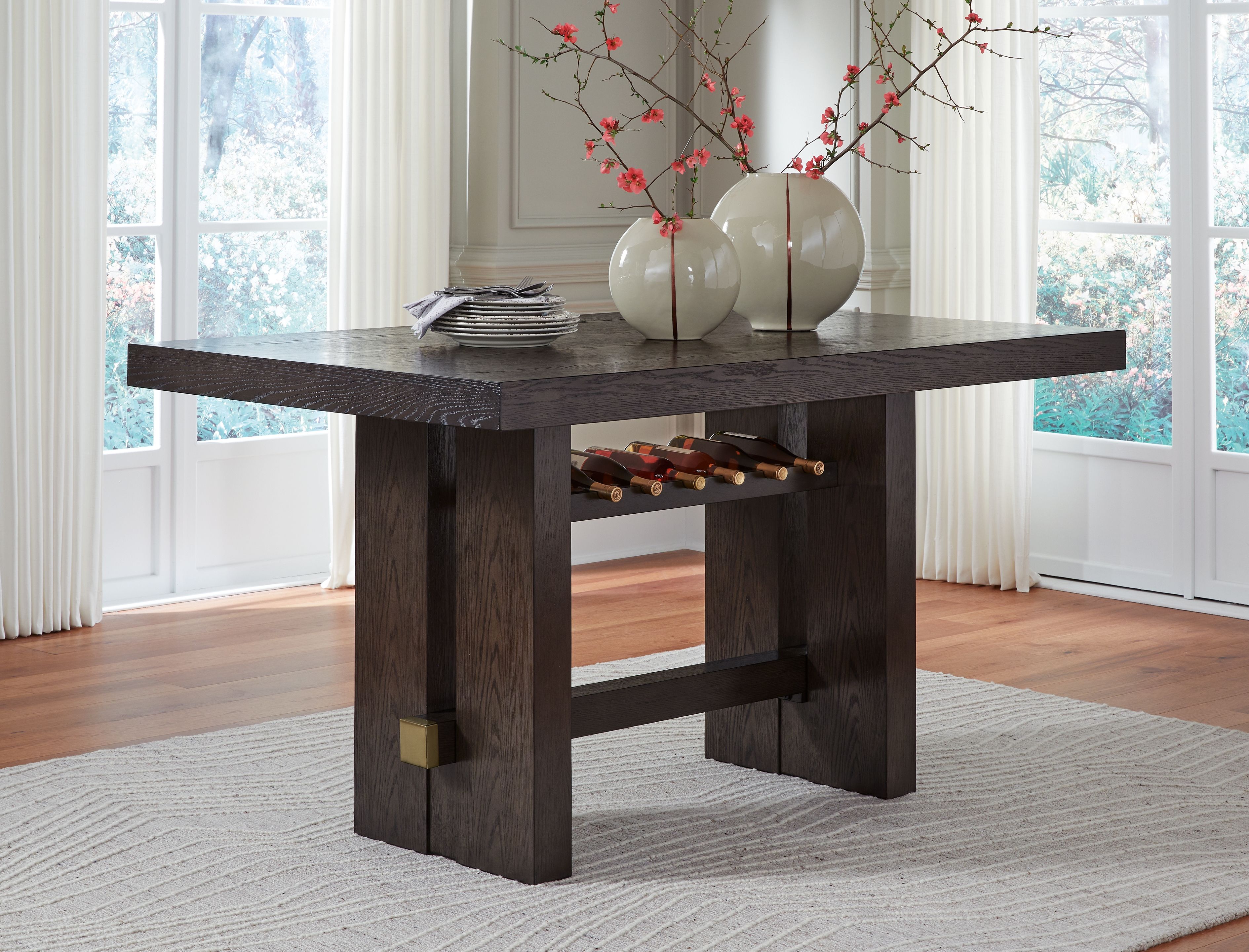 Ashley Furniture Burkhaus - Rectangular Dining Room Counter Table - Dark Brown - Image 2