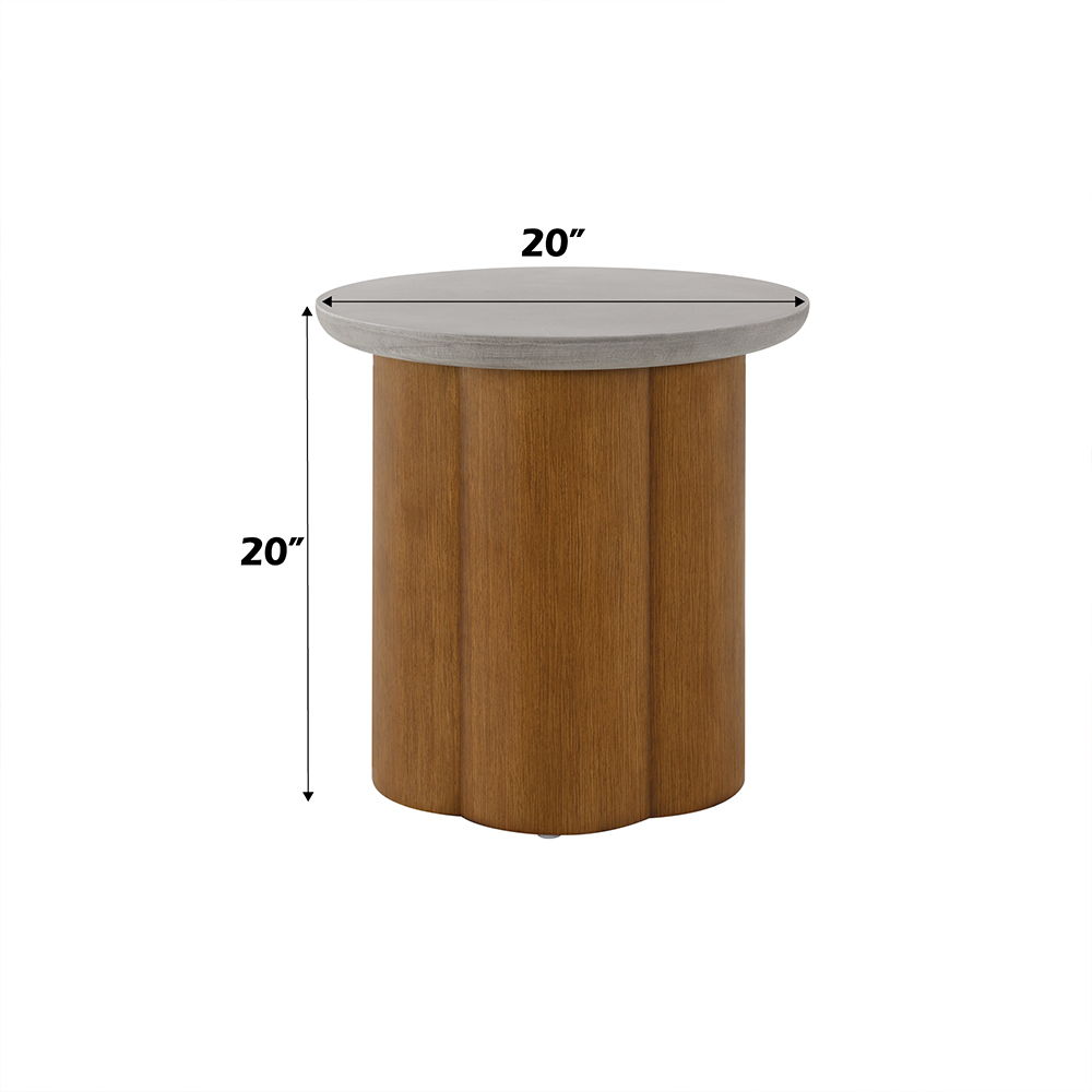 Evelyn - End Table - Faux Concrete Top & Walnut, light brown, view 3