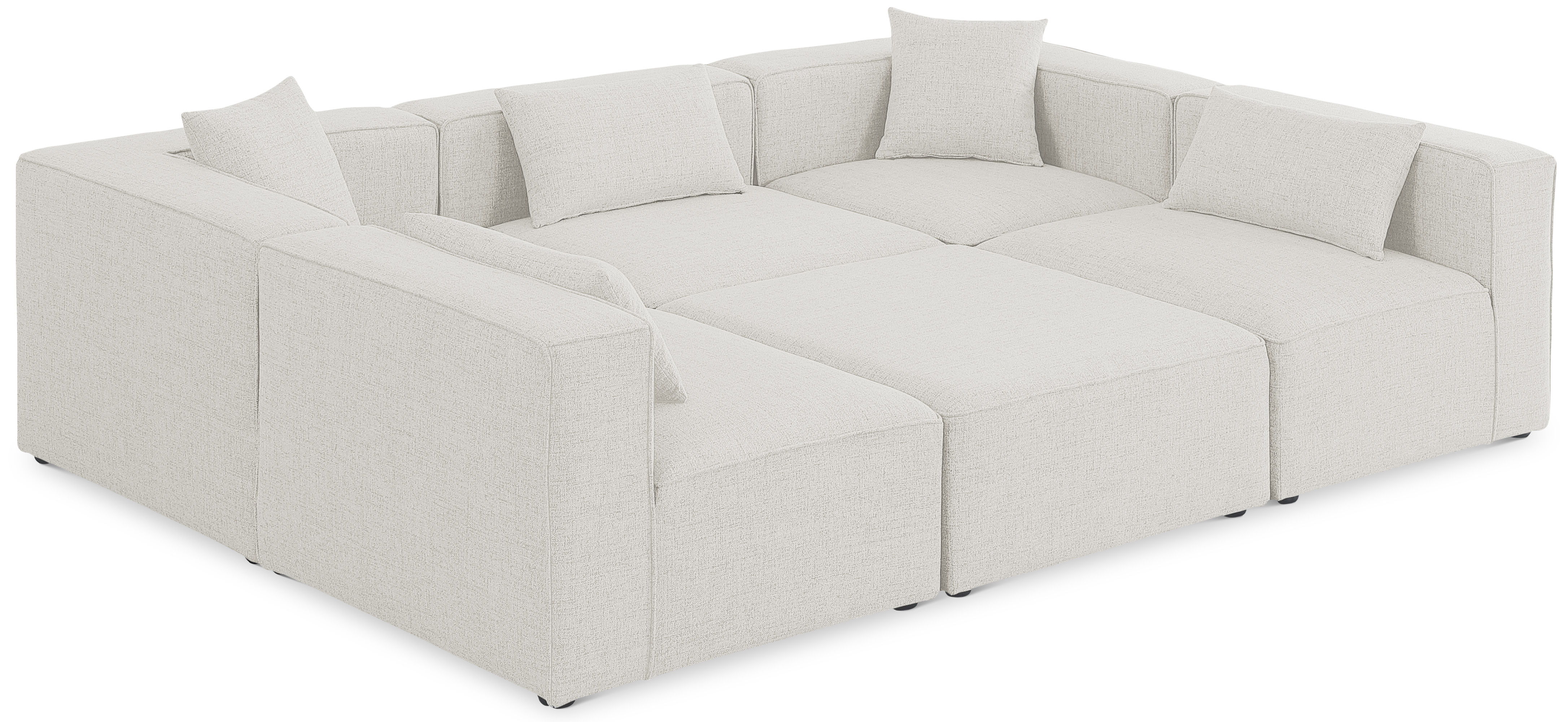 Cube - Linen 6 Piece Modular Sectional - Cream