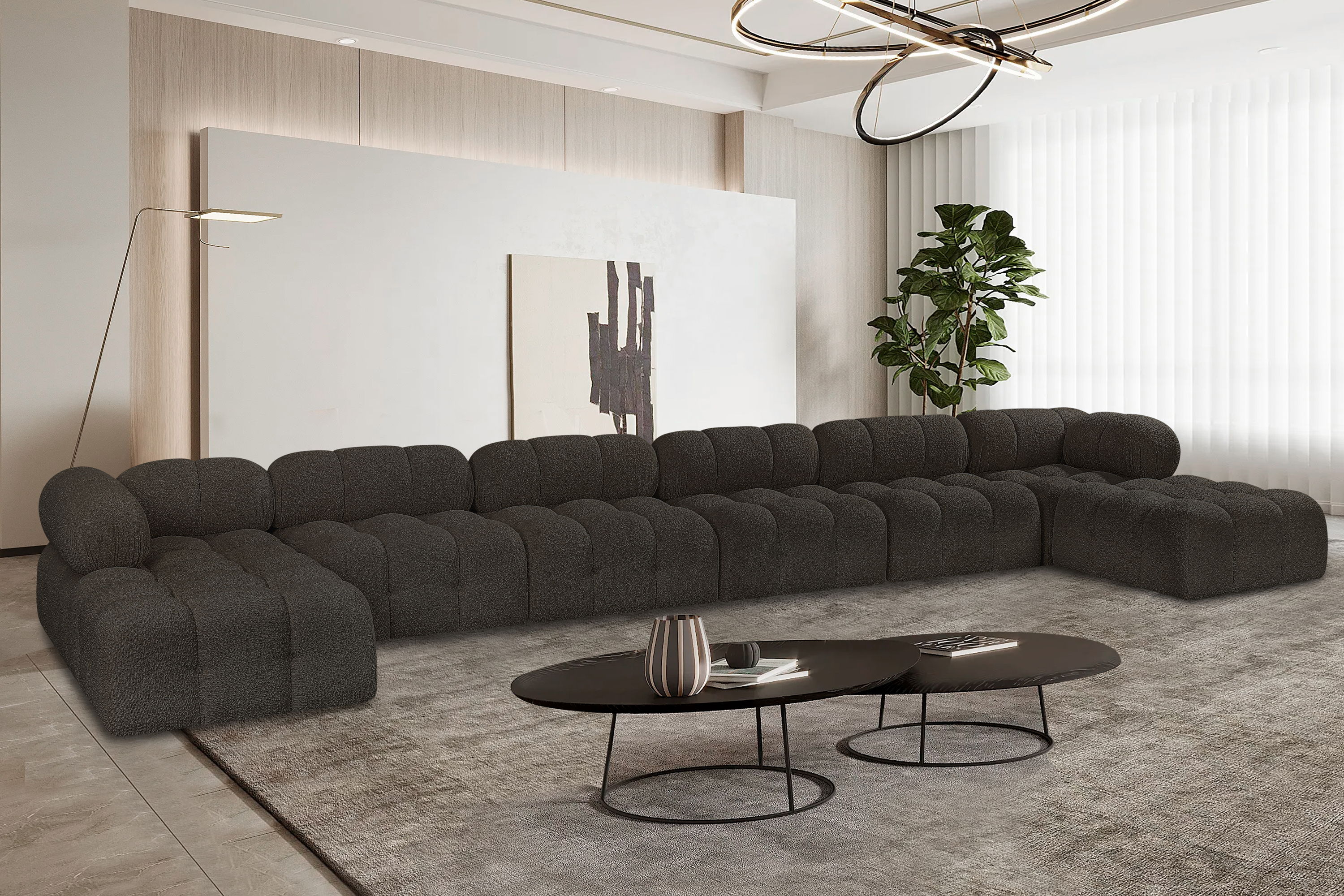 Ames - 8 Piece Fabric Modular Sectional - Brown