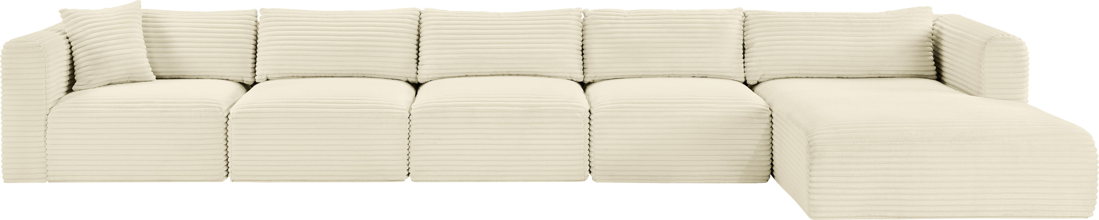 Shaggy - 5 Piece Modular Sectional With Chaise - Cream