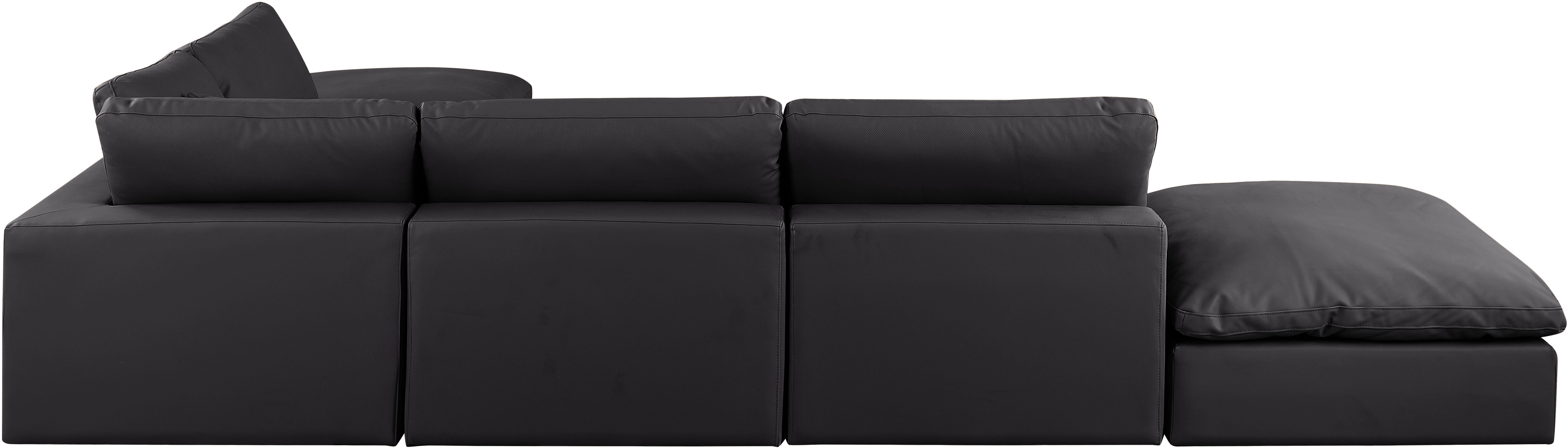 Comfy - 6 Piece Faux Leather Modular Sectional - Charcoal