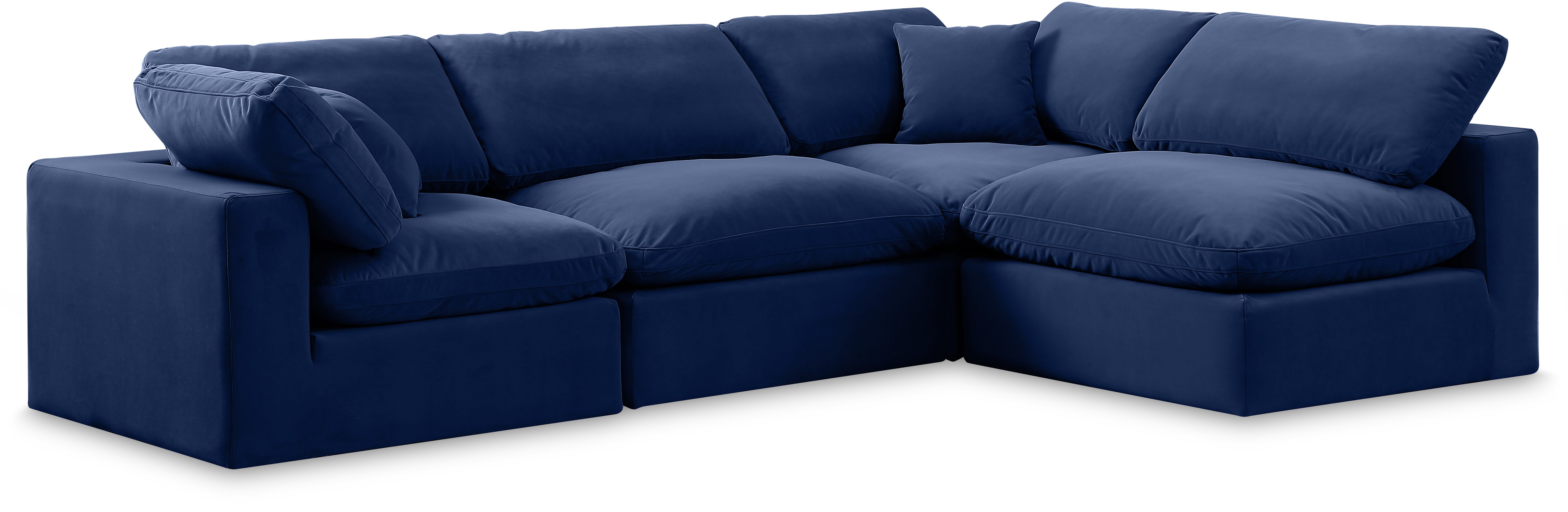 Comfy - 4 Piece Velvet Modular Armless Sectional - Navy