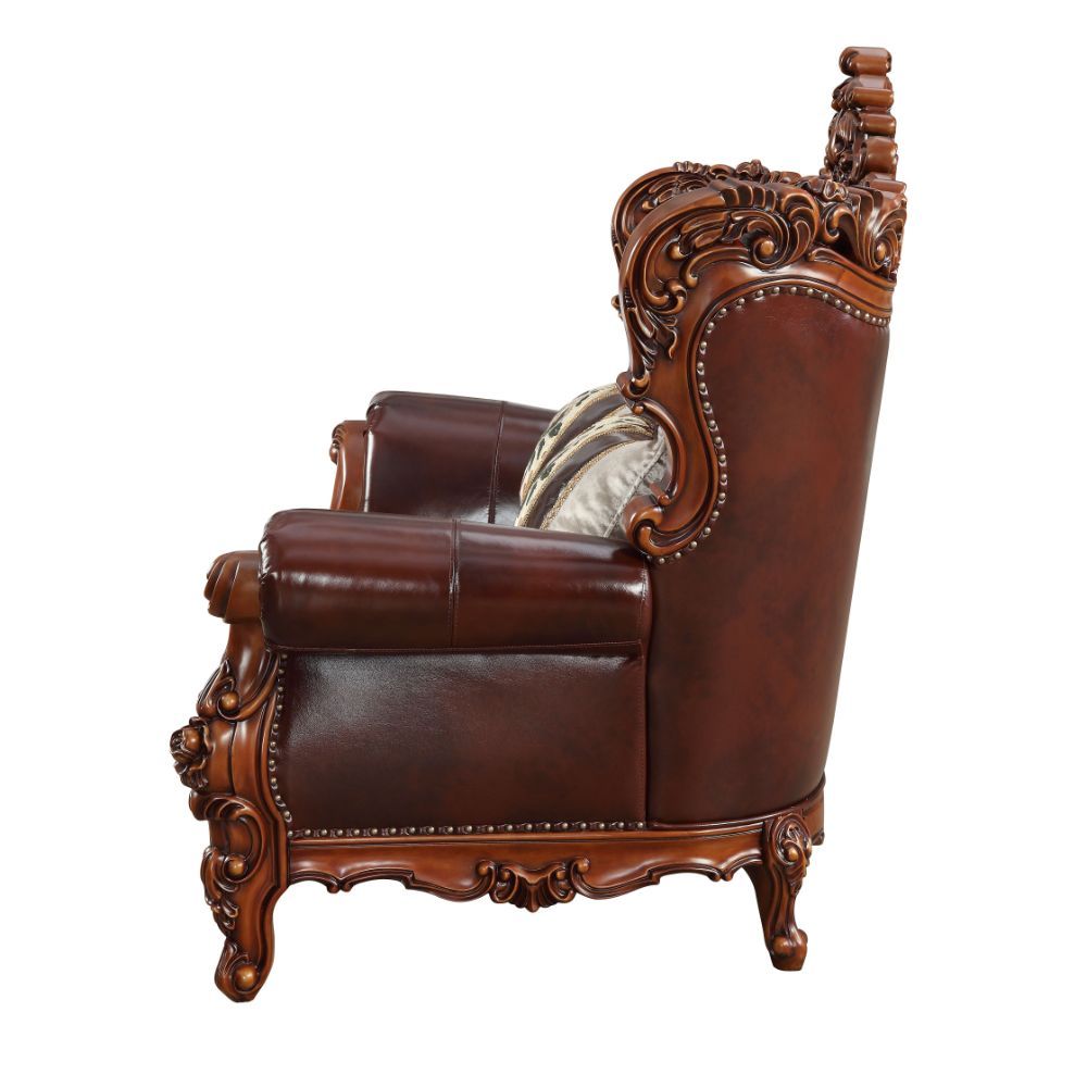 Eustoma - Loveseat - Cherry Top Grain Leather Match & Walnut, dark brown, view 6